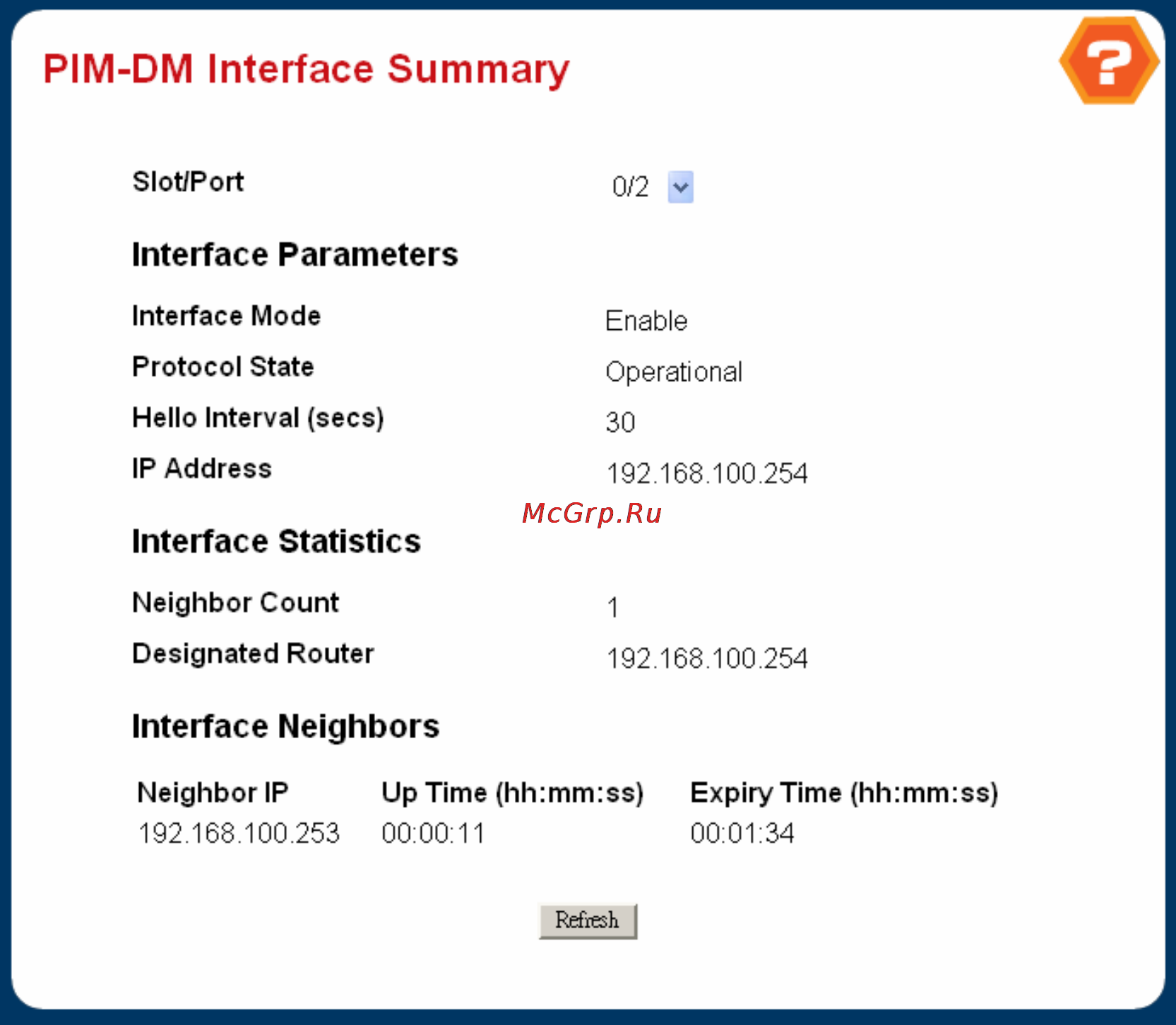 Planet WGS3-2820 [301/528] Help for pim dm interface summary