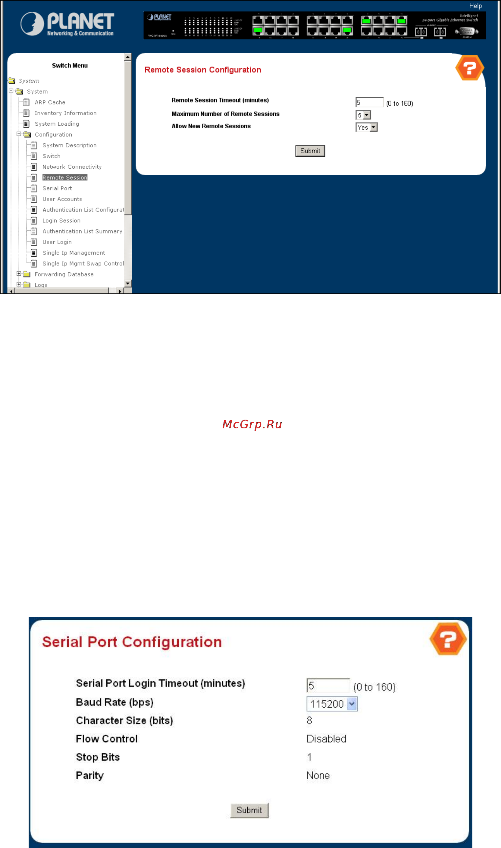 Planet WGS3-5220 [46/528] Serial port