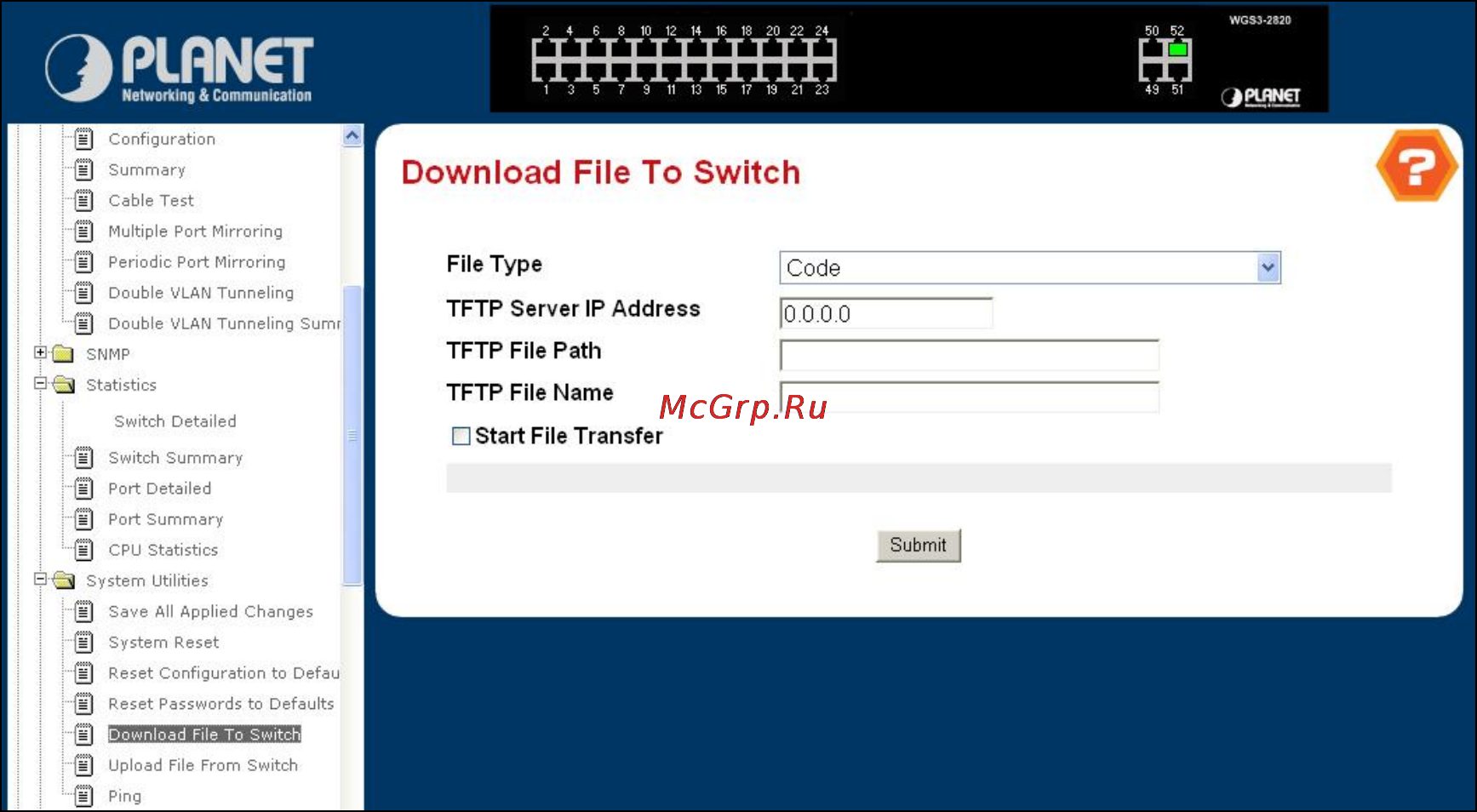 Planet WGS3-2820 [79/528] Download file to switch