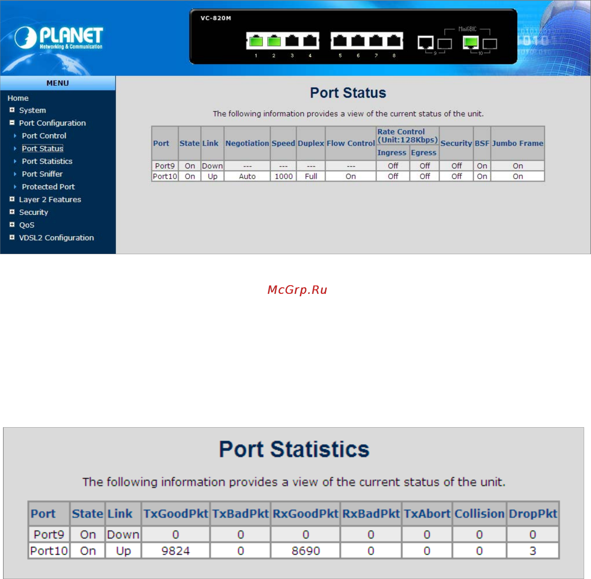 Planet VC-2400MR48 [67/215] Port status
