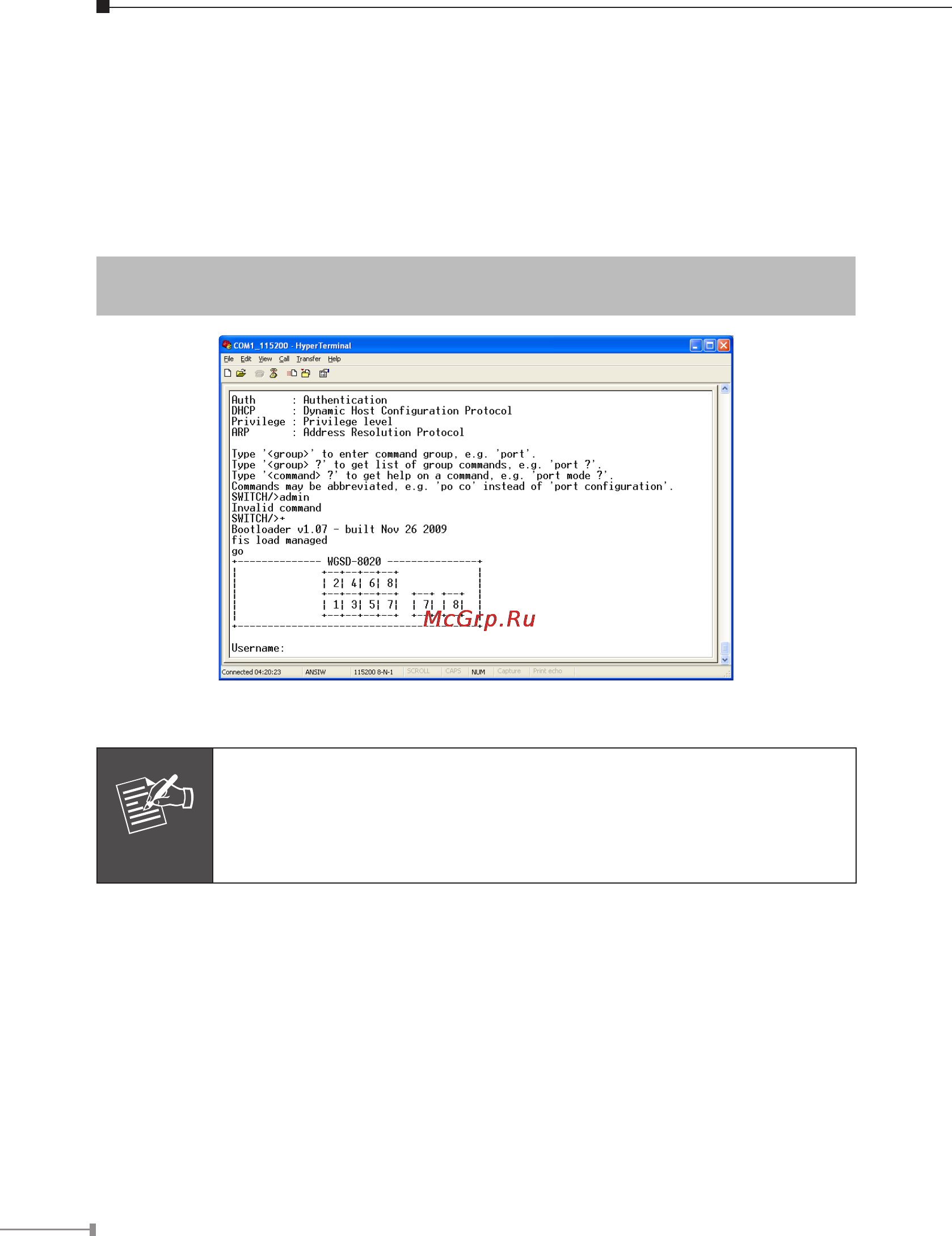 Planet WGSD-8020 [6/12] Logon to the console