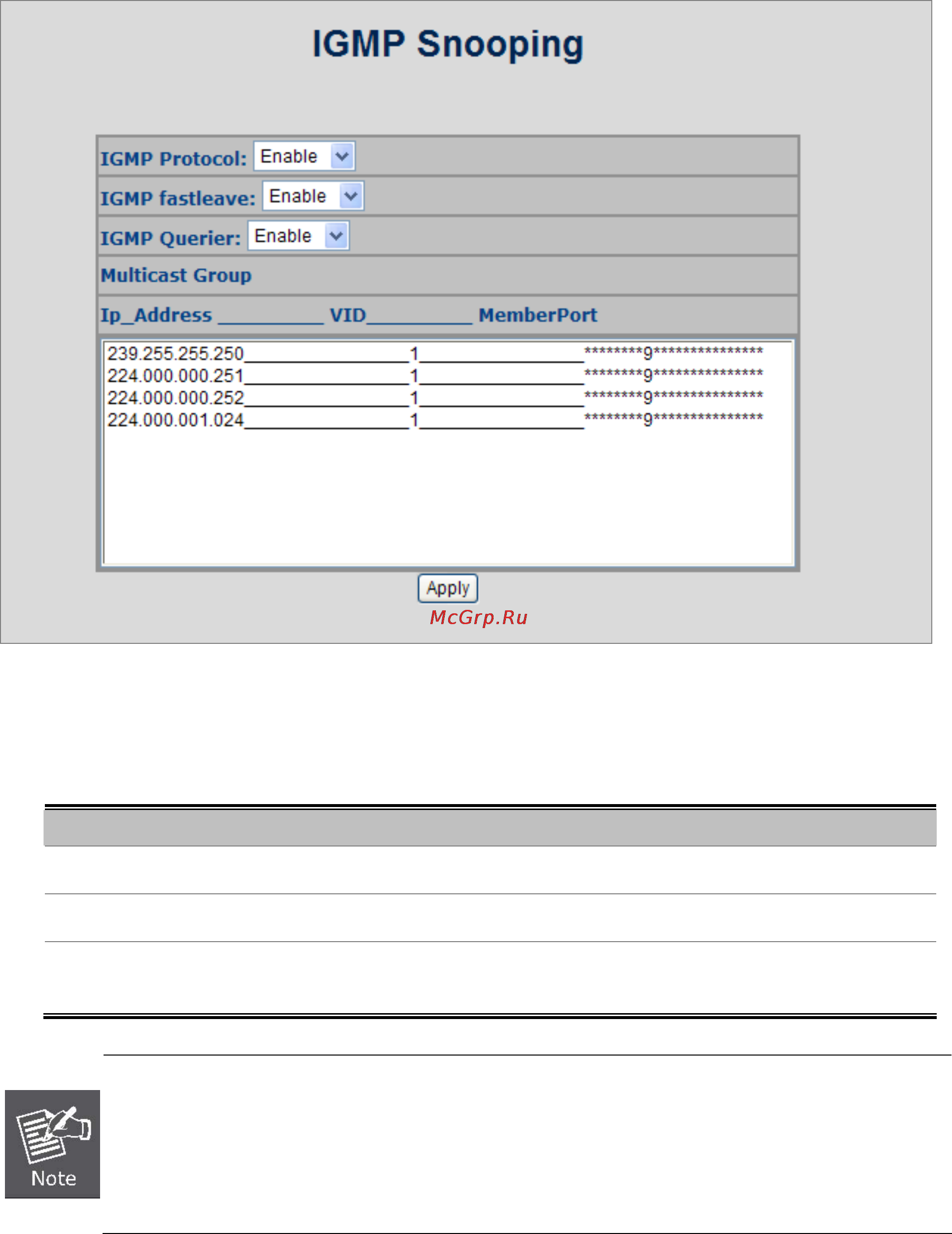 Planet FGSD-1022P [104/197] Igmp configuration