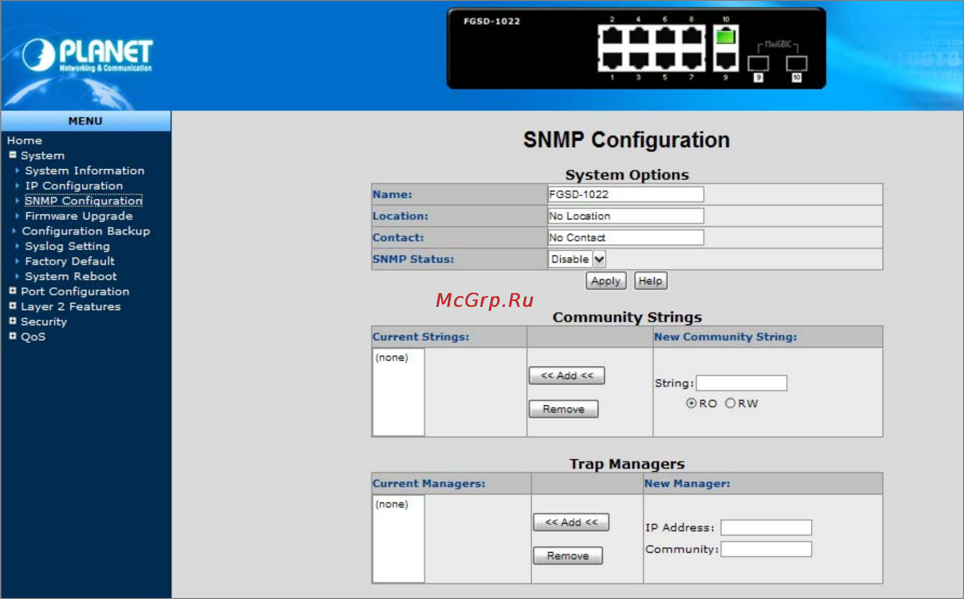Planet FGSD-1022 [40/197] Snmp overview