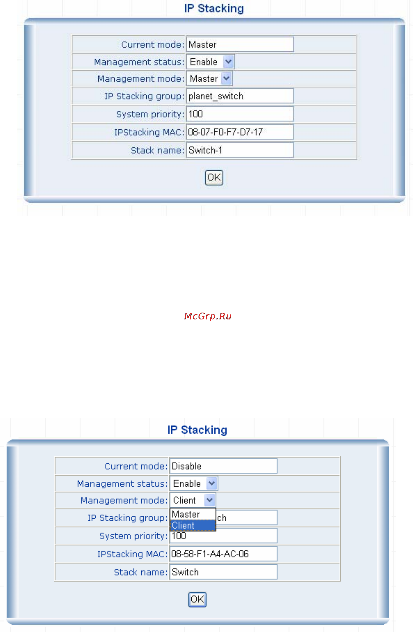 Planet WSW-2401A [80/95] Client switch configuration
