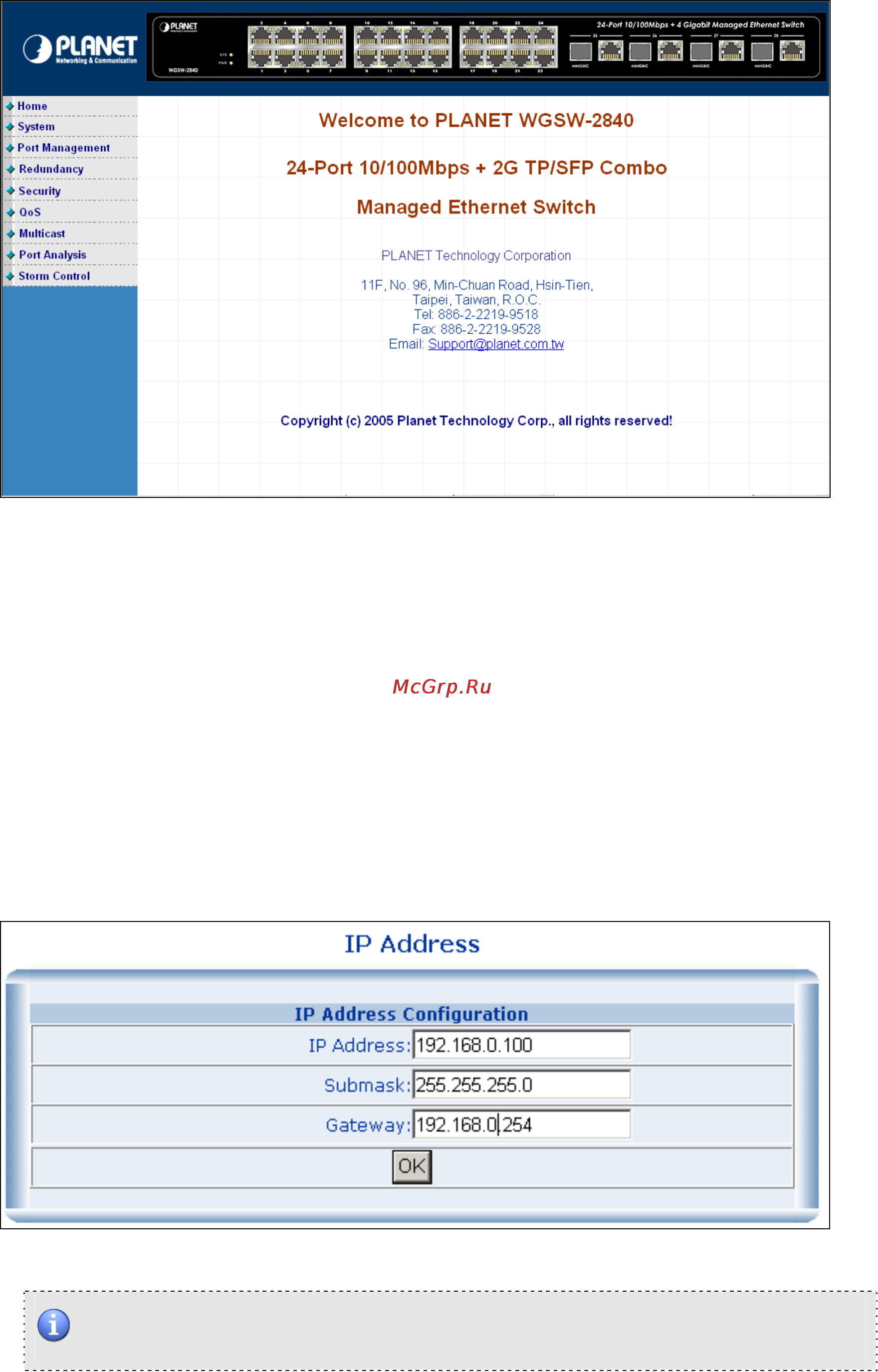 Planet WGSW-2840 [24/104] Ip configuration