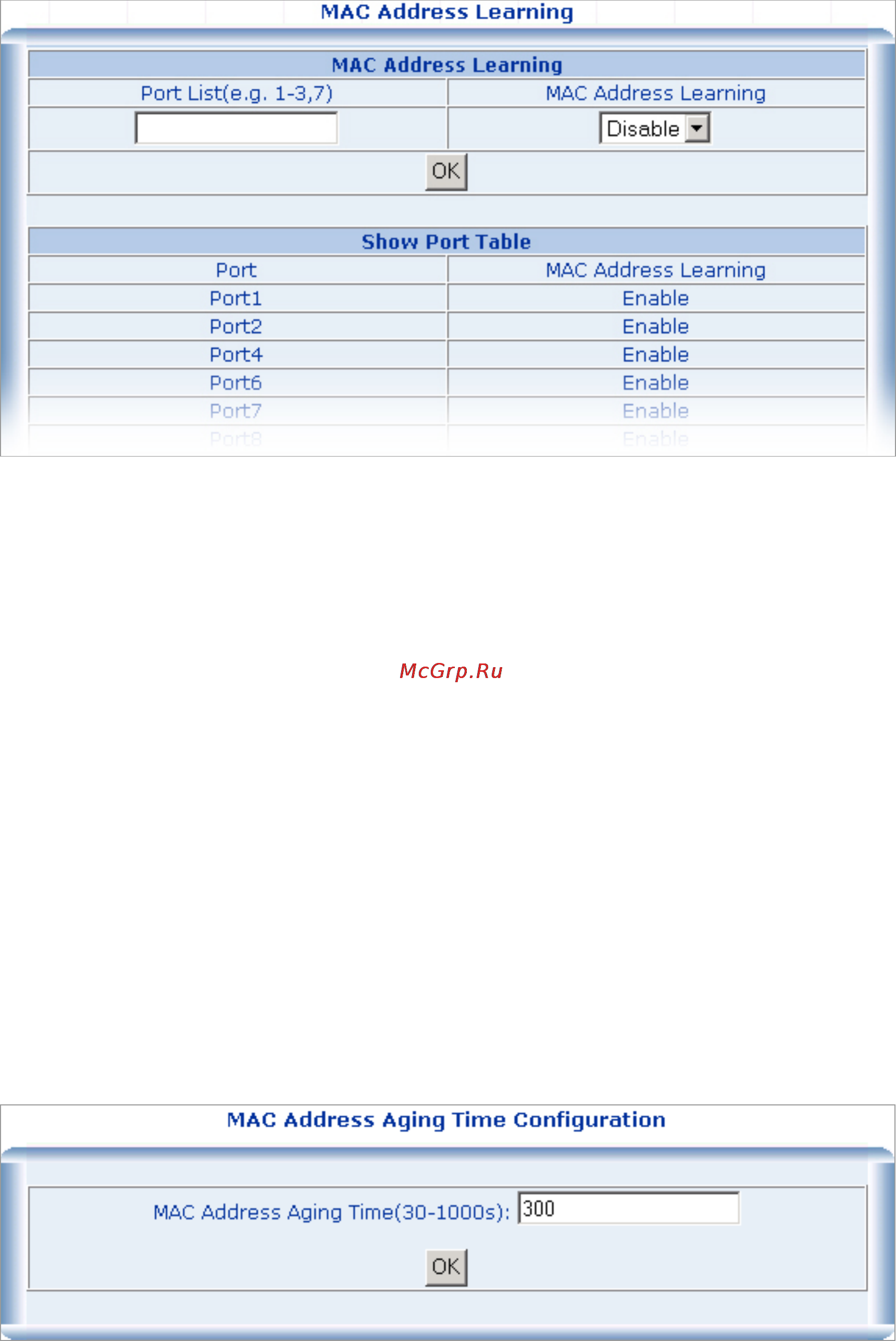 Planet WGSW-2840 [55/104] Mac address aging time