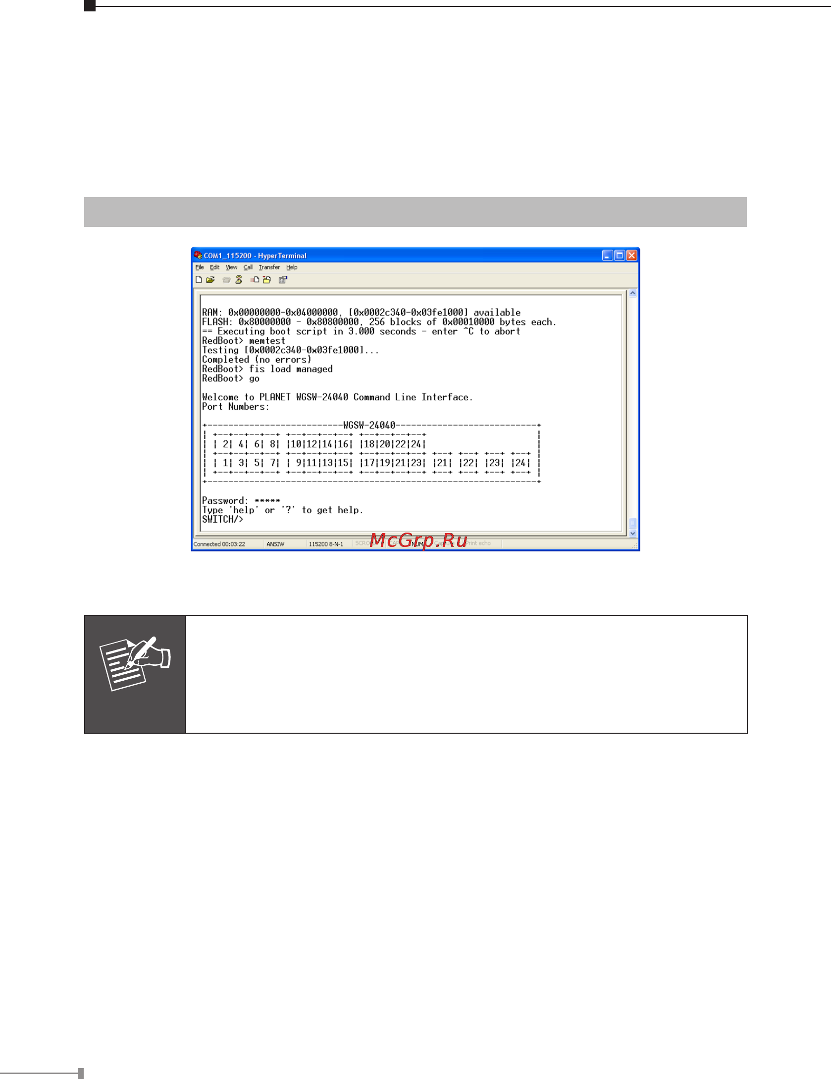 Planet SGSW-24040P [6/12] Logon to the console