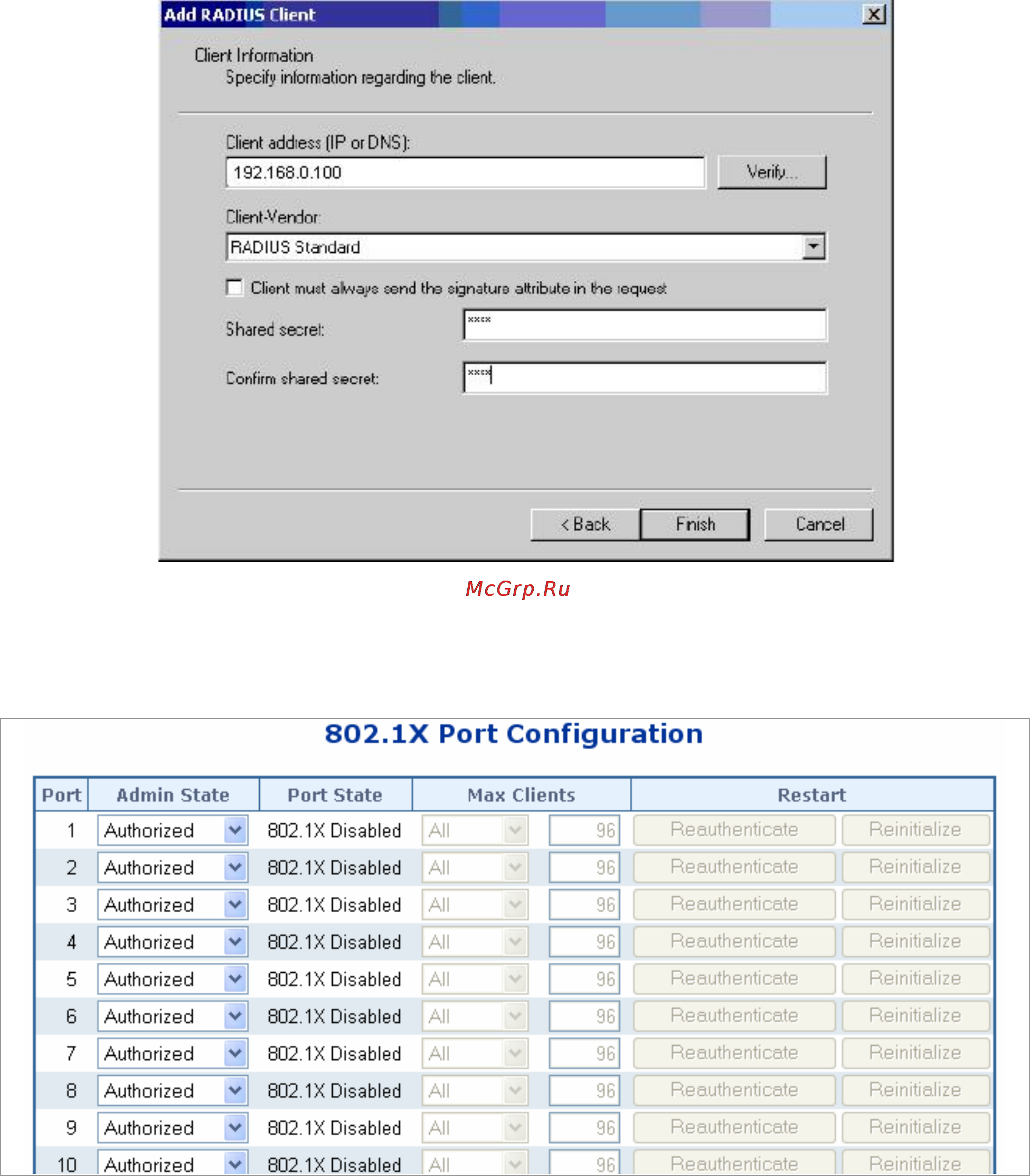 Planet SGSW-24240R [158/328] Windows platform radius server configuration