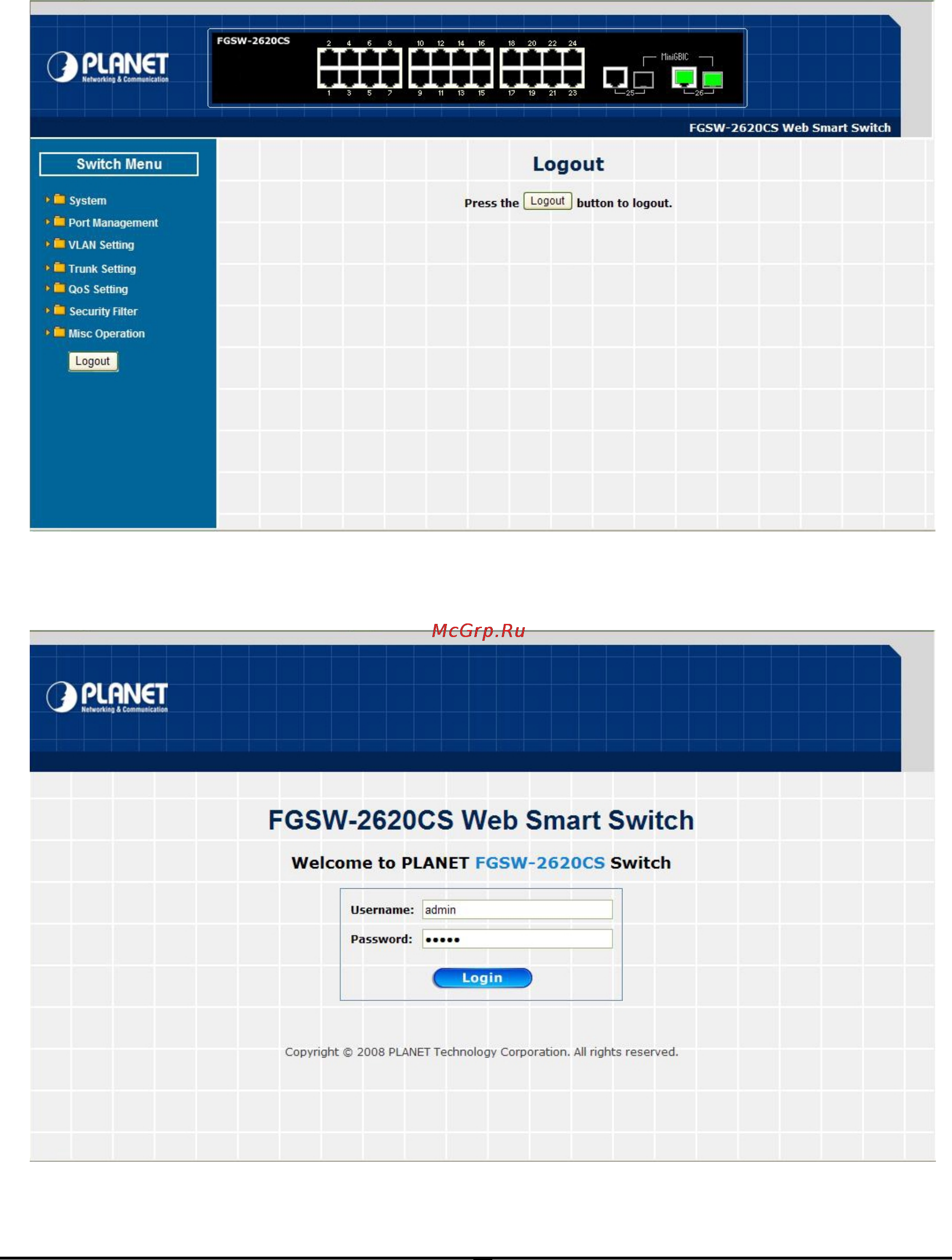 Planet FGSW-2620CS [62/68] Logout