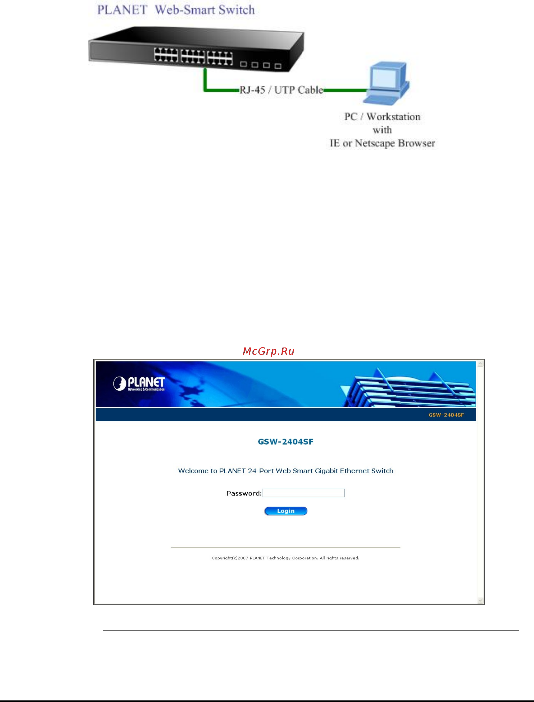 Planet GSW-2404SF [15/83] Login the switch