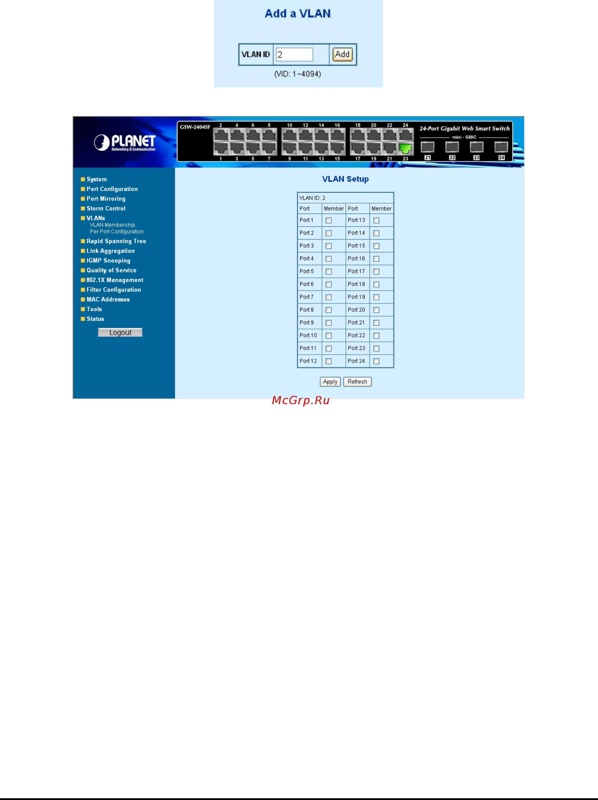 Planet GSW-2404SF [26/83] Modify the vlan group member