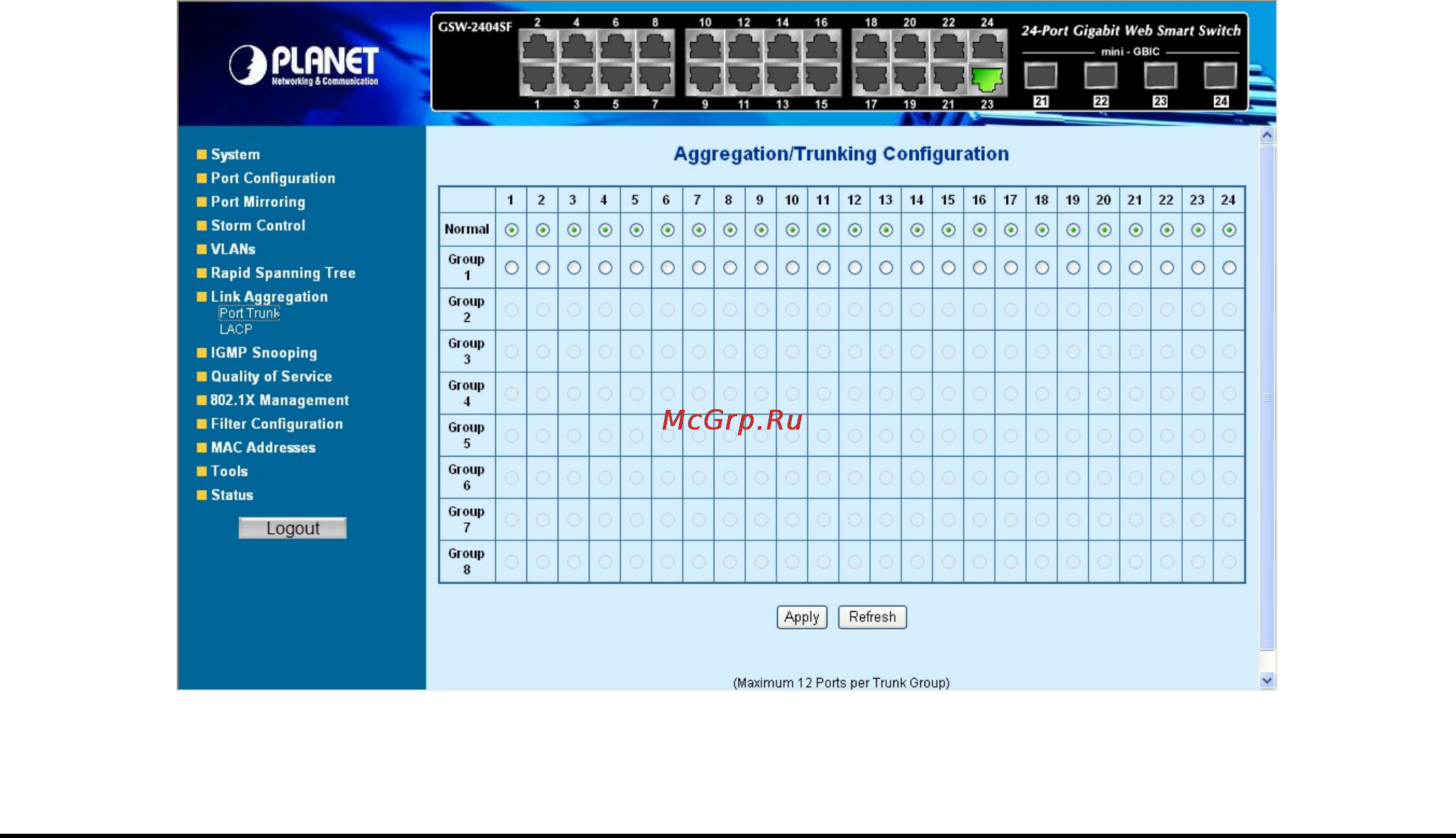 Planet GSW-2404SF [43/83] Link aggregation