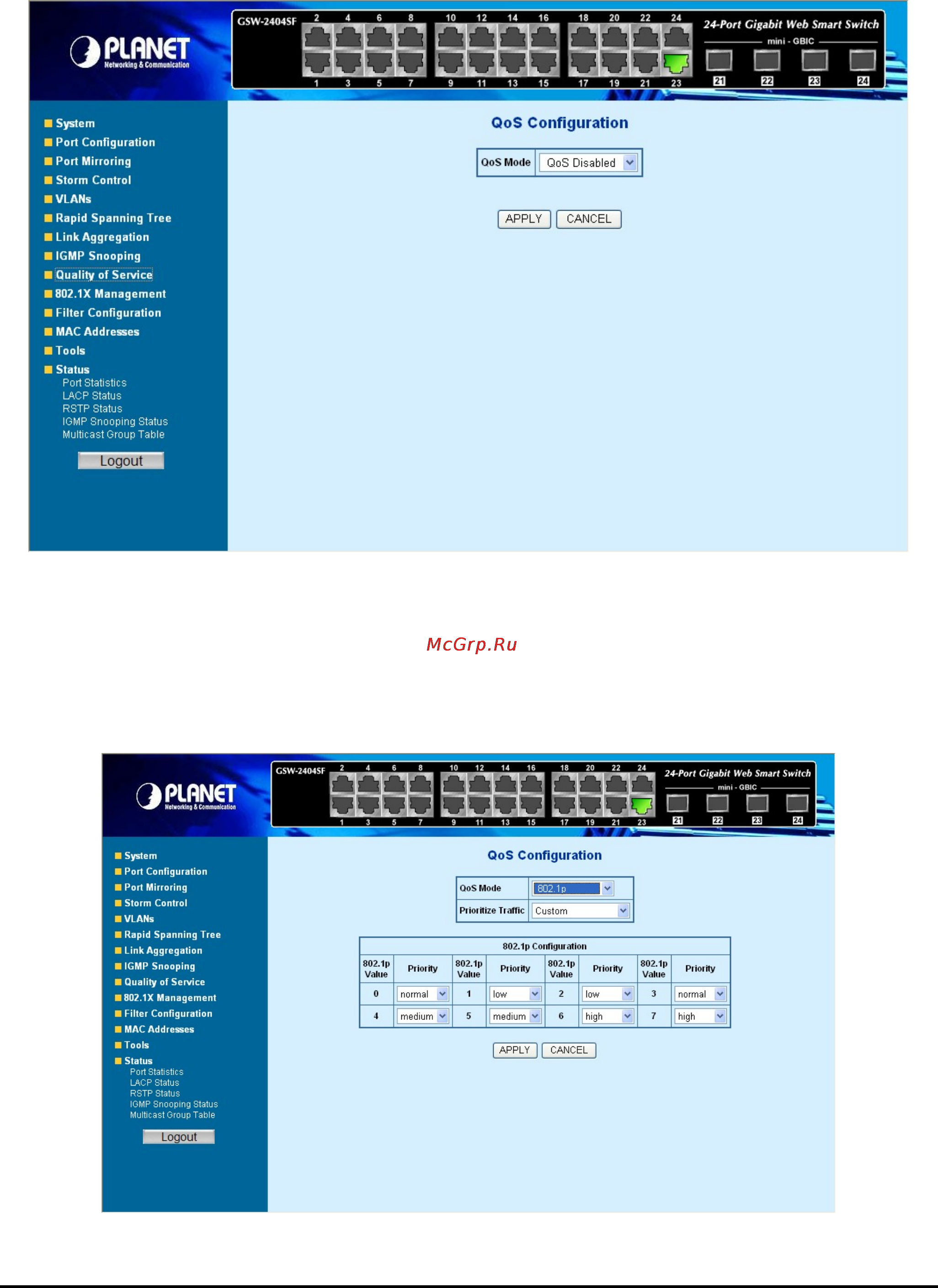 Planet GSW-2404SF [54/83] P qos mode