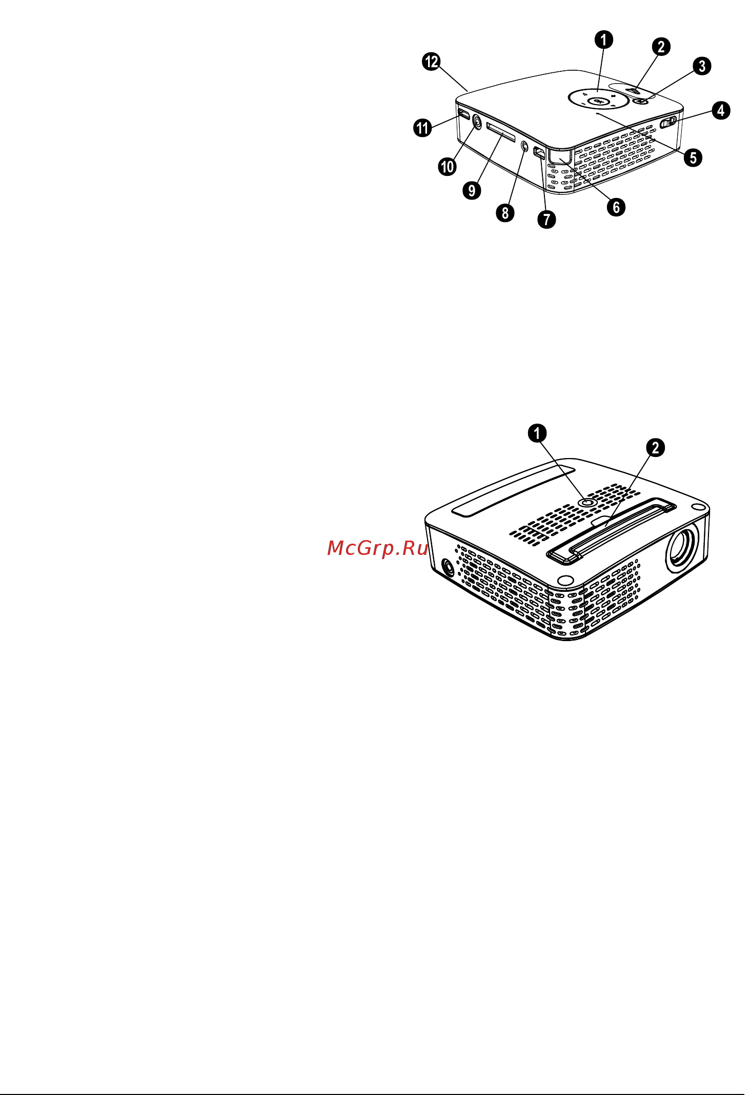 Philips PicoPix 1430 [7/26] Верхняя сторона устройства