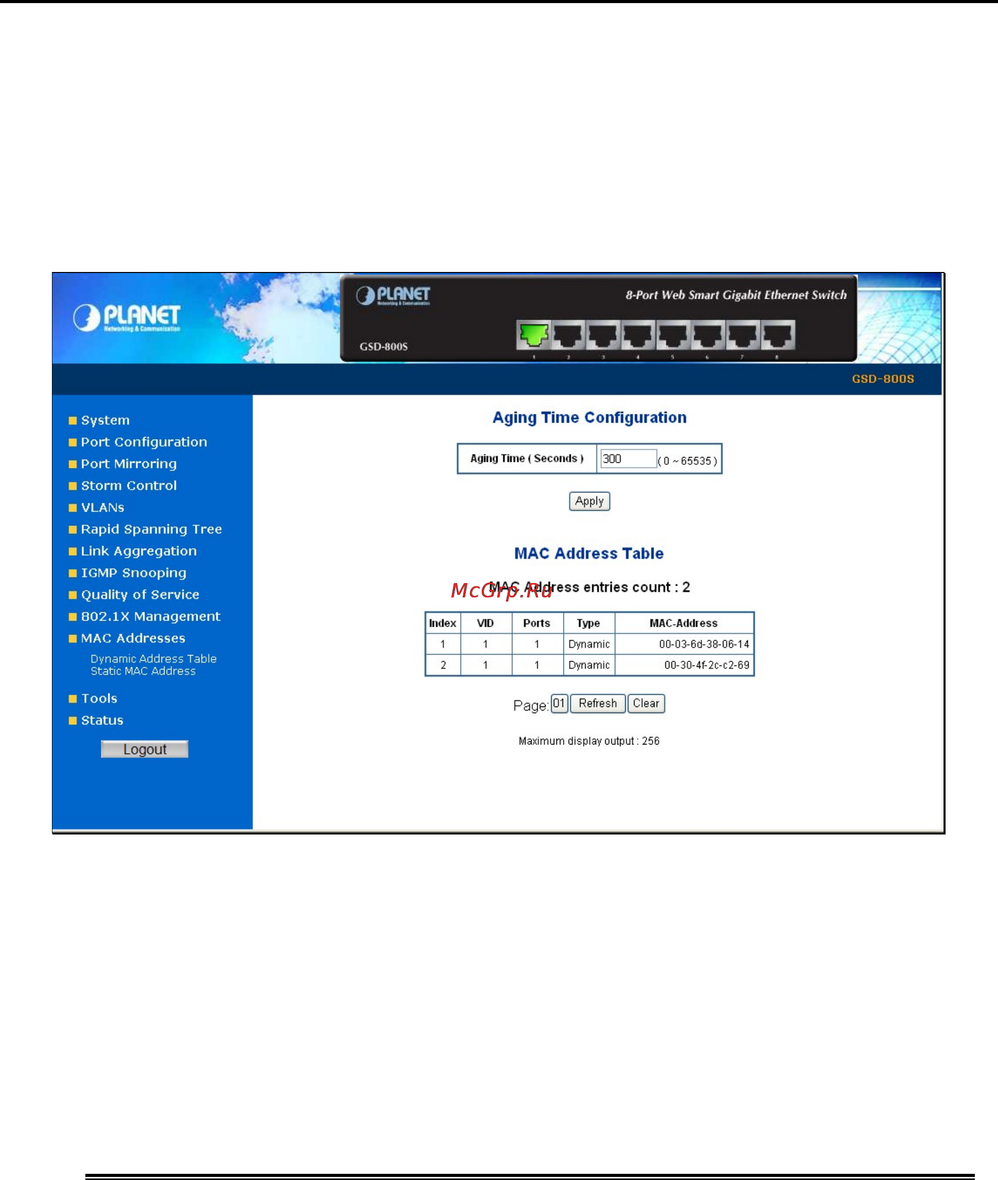 Planet GSD-802PS [64/87] Mac addresses