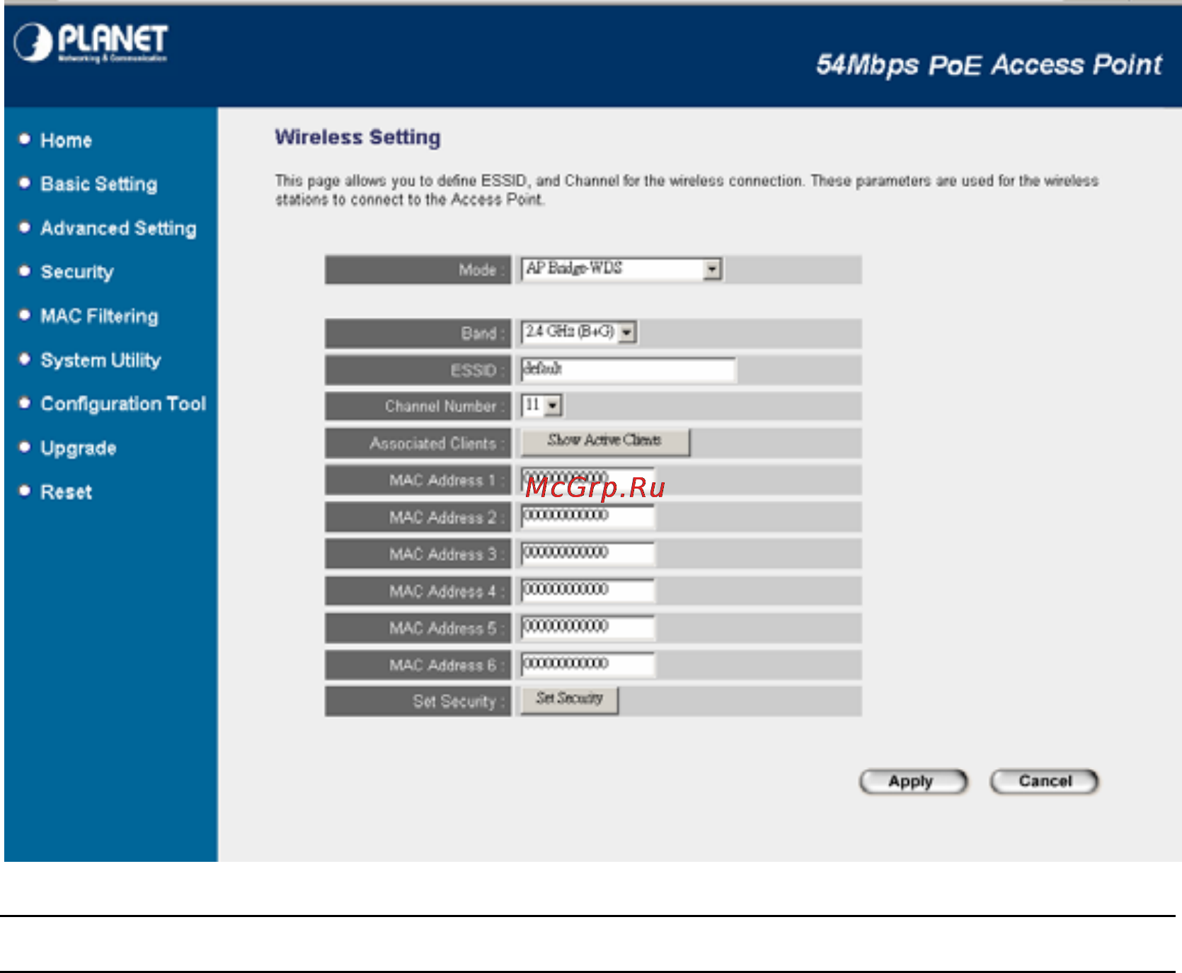 Planet WAP-4033PE [19/38] Ap bridge wds mode