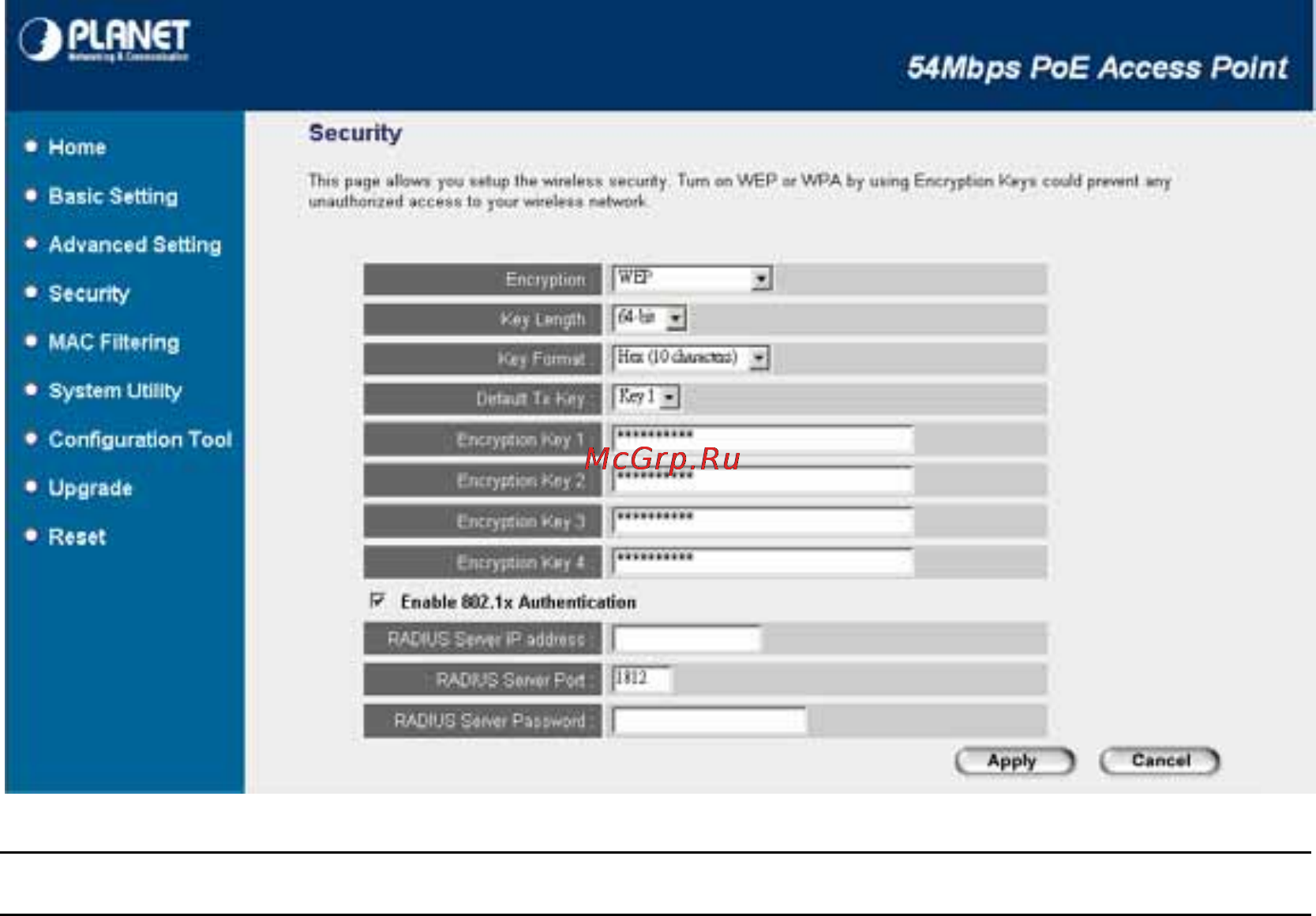 Planet WAP-4033PE [27/38] Parameter description