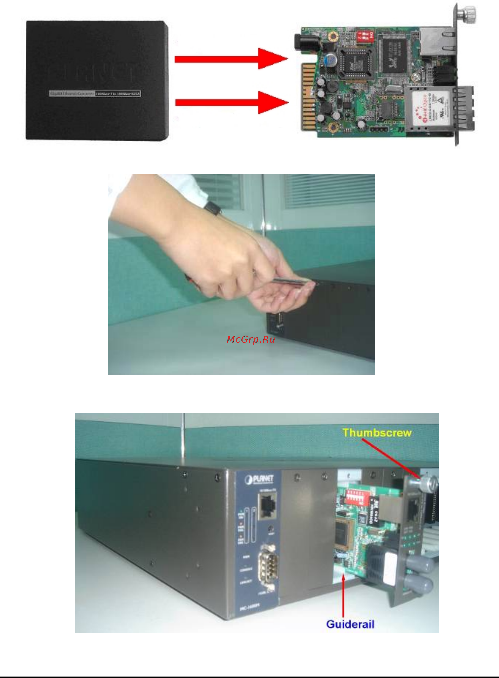 Planet FST-812S35 [10/21] Slide media converter module into mc 1600mr mc 1610mr series chassis installation