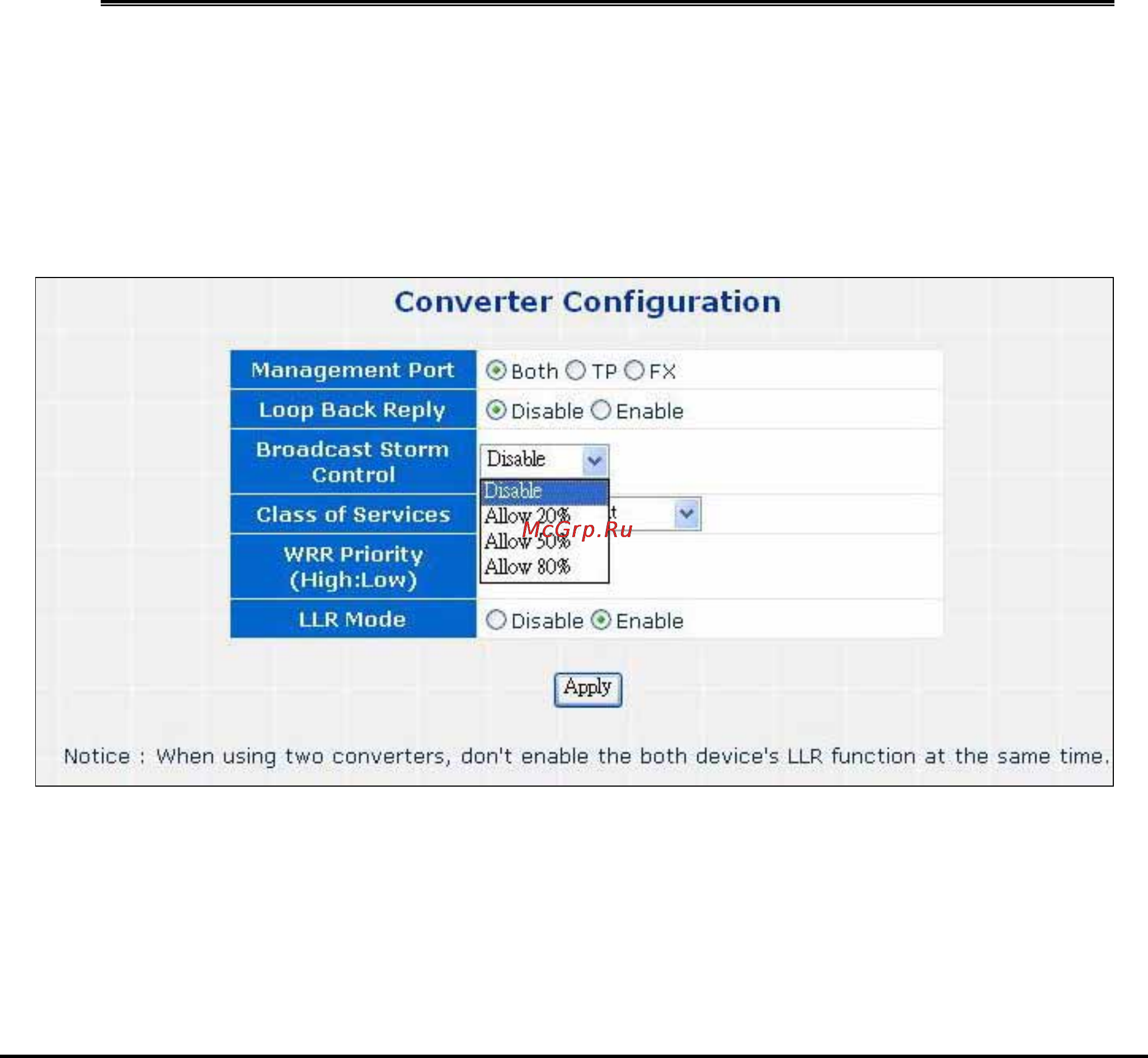 Planet FT-902S15 [24/40] The converter implements two levels of priority queues high priority and low priority the priority for each packet is based on 802 q vlan tag scheme each incoming packet is mapped to either a high priority queue or a low priority queue when no cos function is enabled the first in first out forwarding method is used the output schedule mode and weight function for the ratio of high low priorities is defined in the class of service field