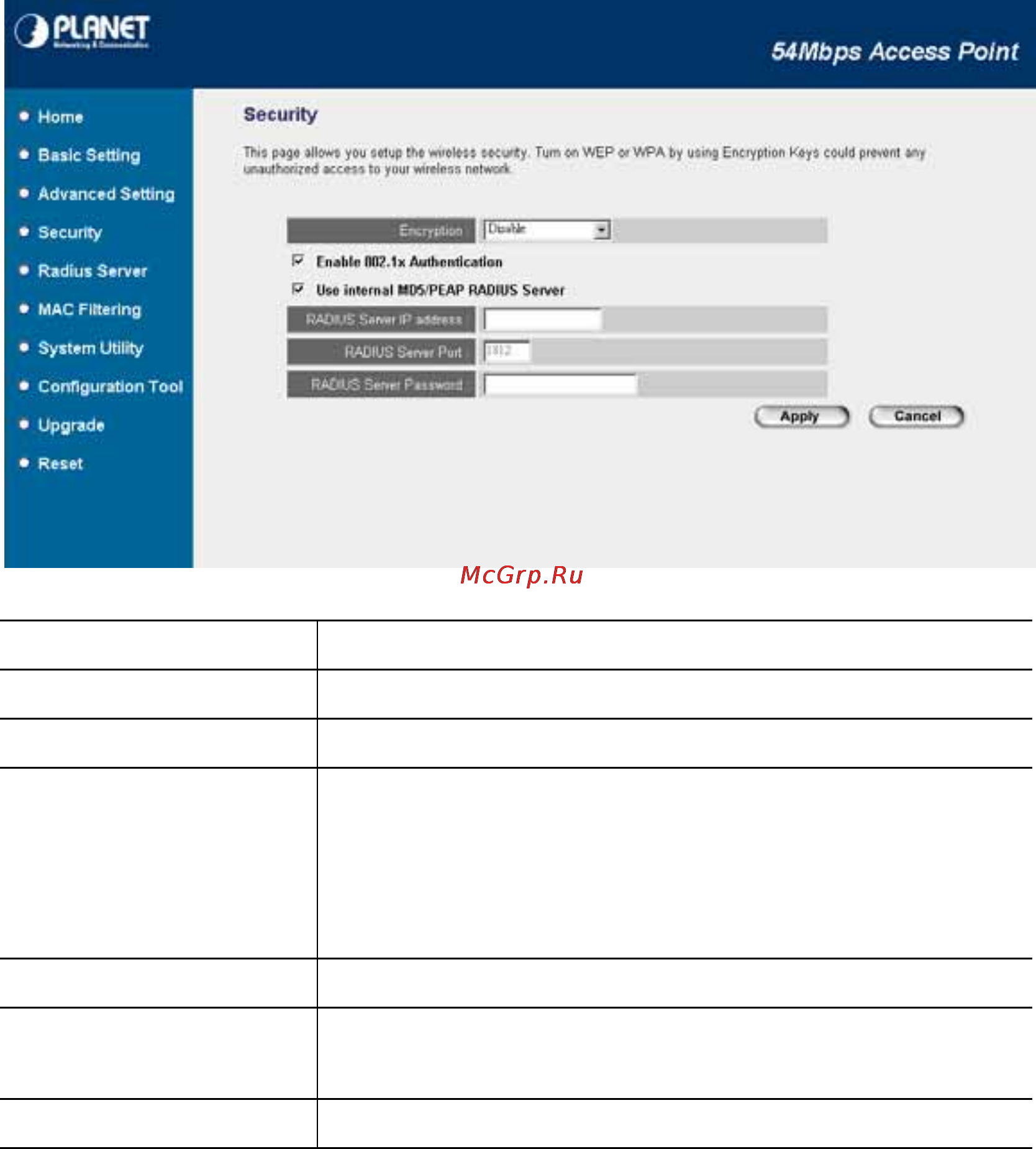 Planet WAP-4035 [28/40] Wpa pre shared key