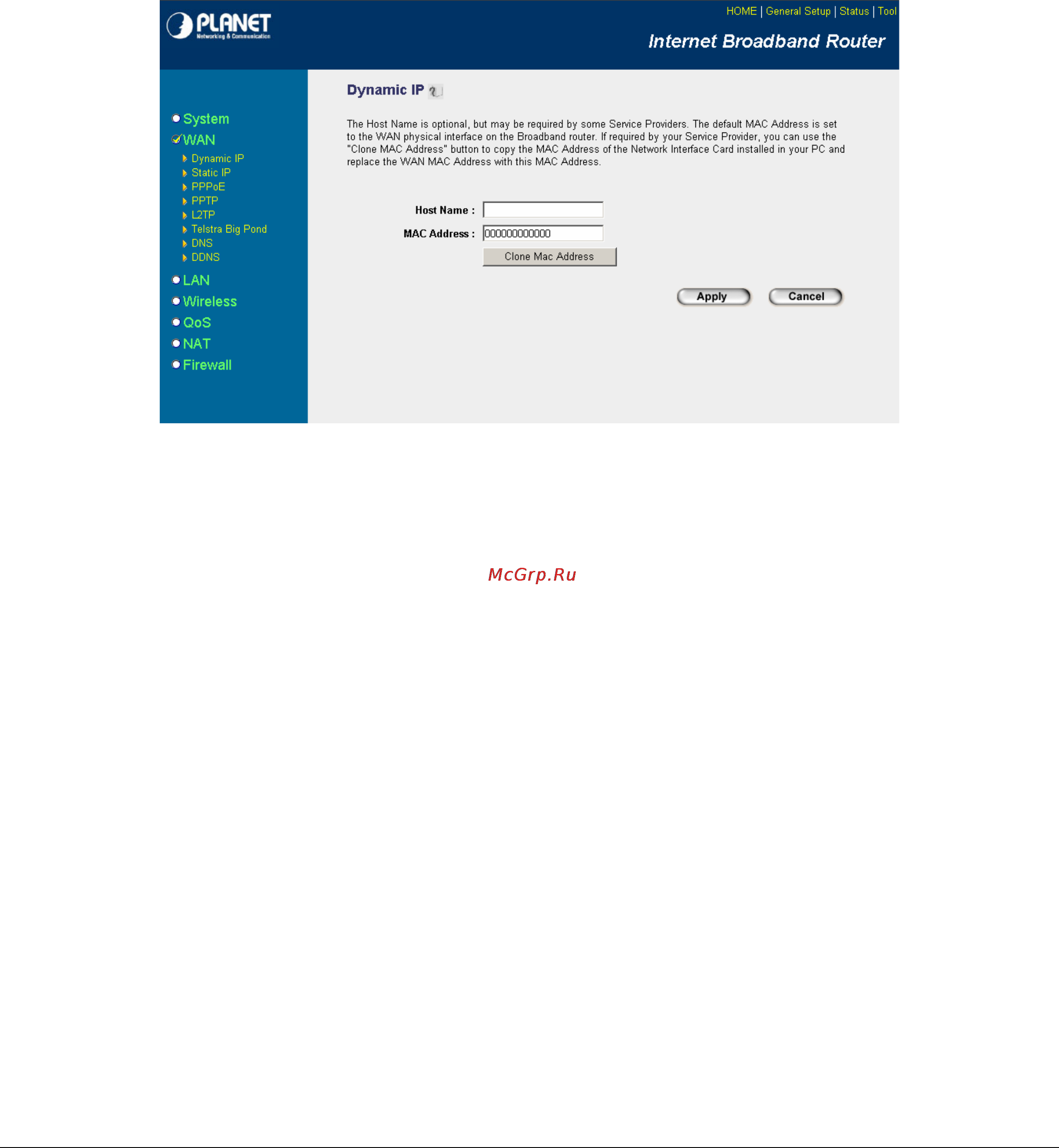 Planet WRT-414 [30/93] Dynamic ip