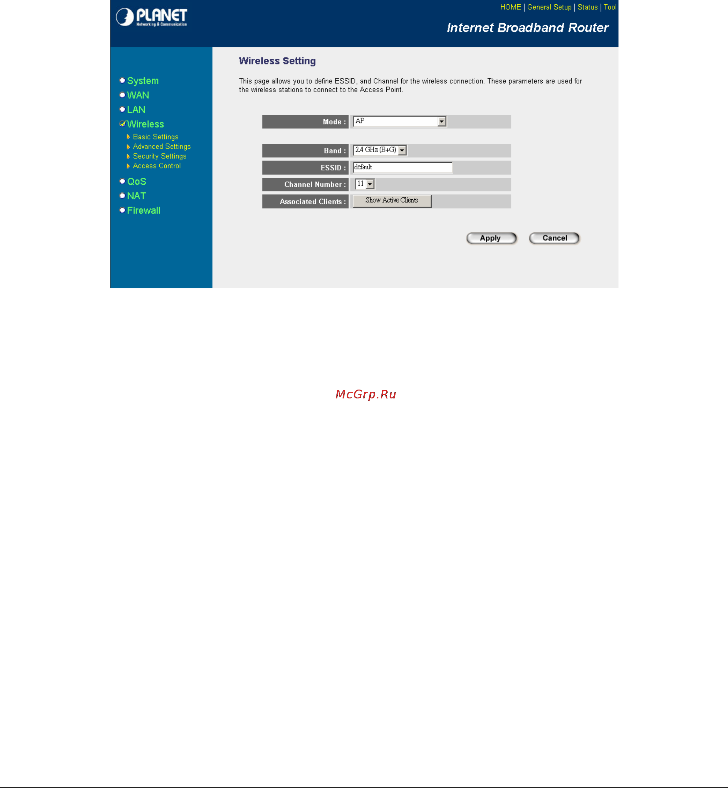 Planet WRT-414 [40/93] Advance settings