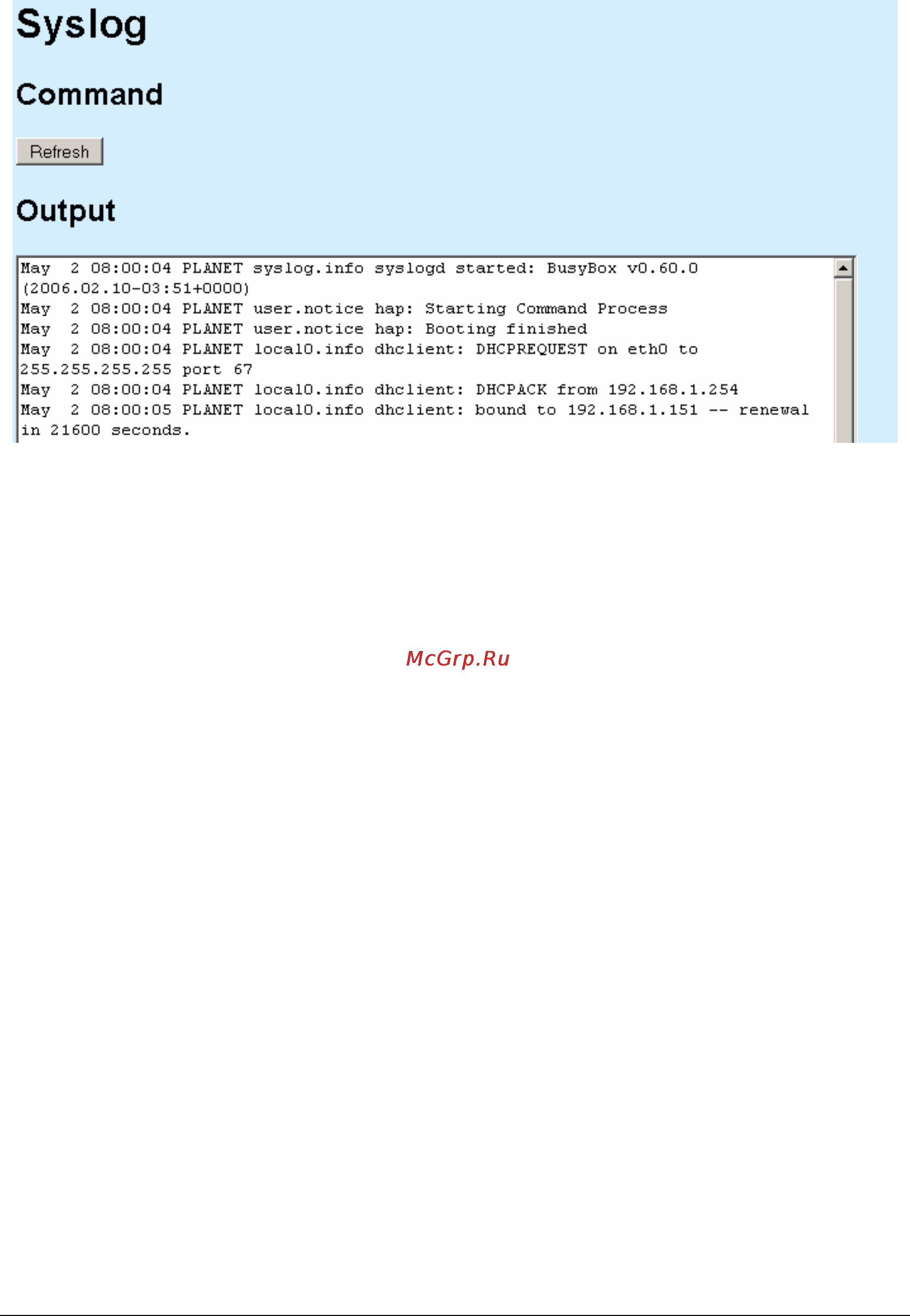 Planet MAP-2105 [39/66] Syslog