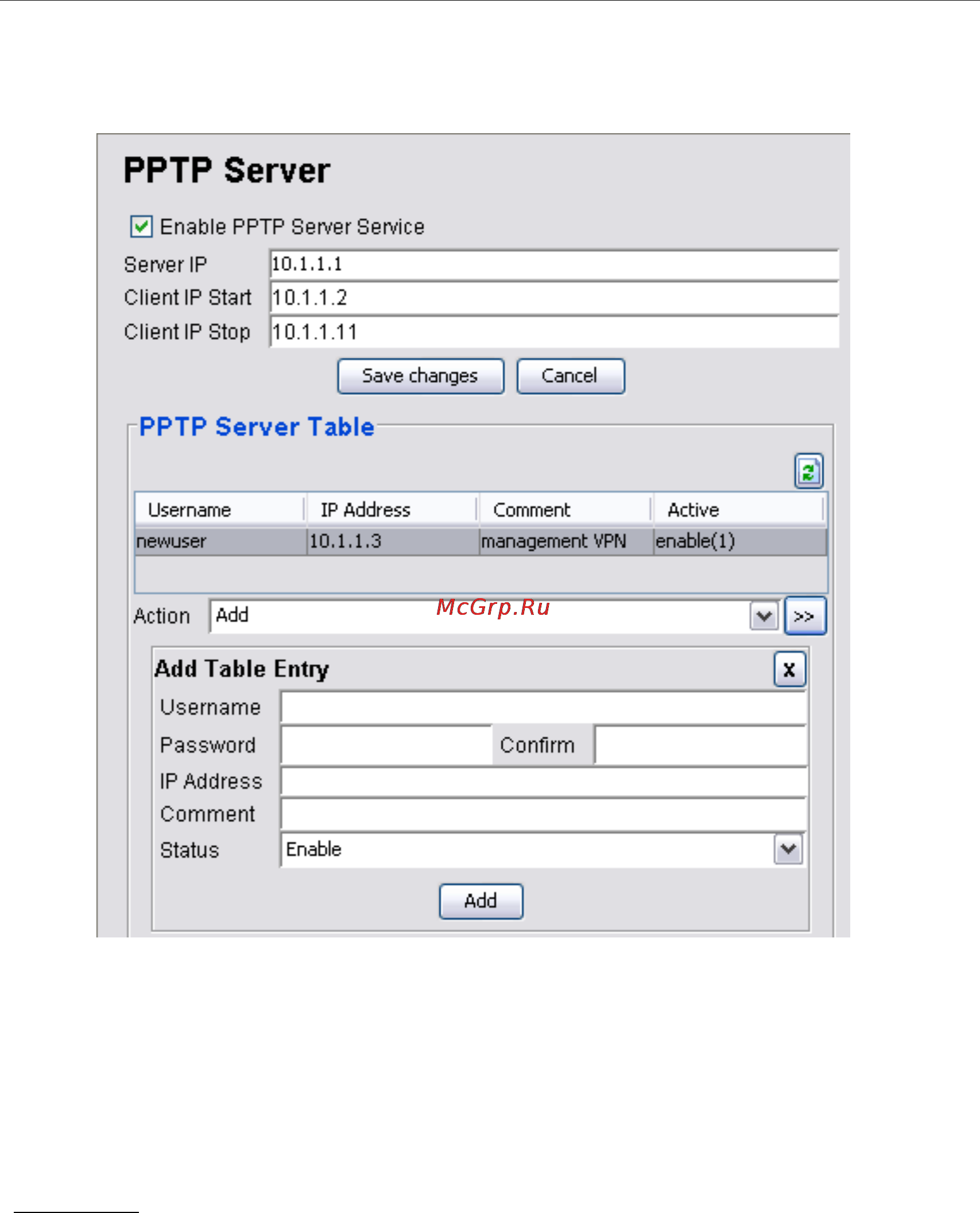 Planet MAP-3100 [100/124] Pptp server