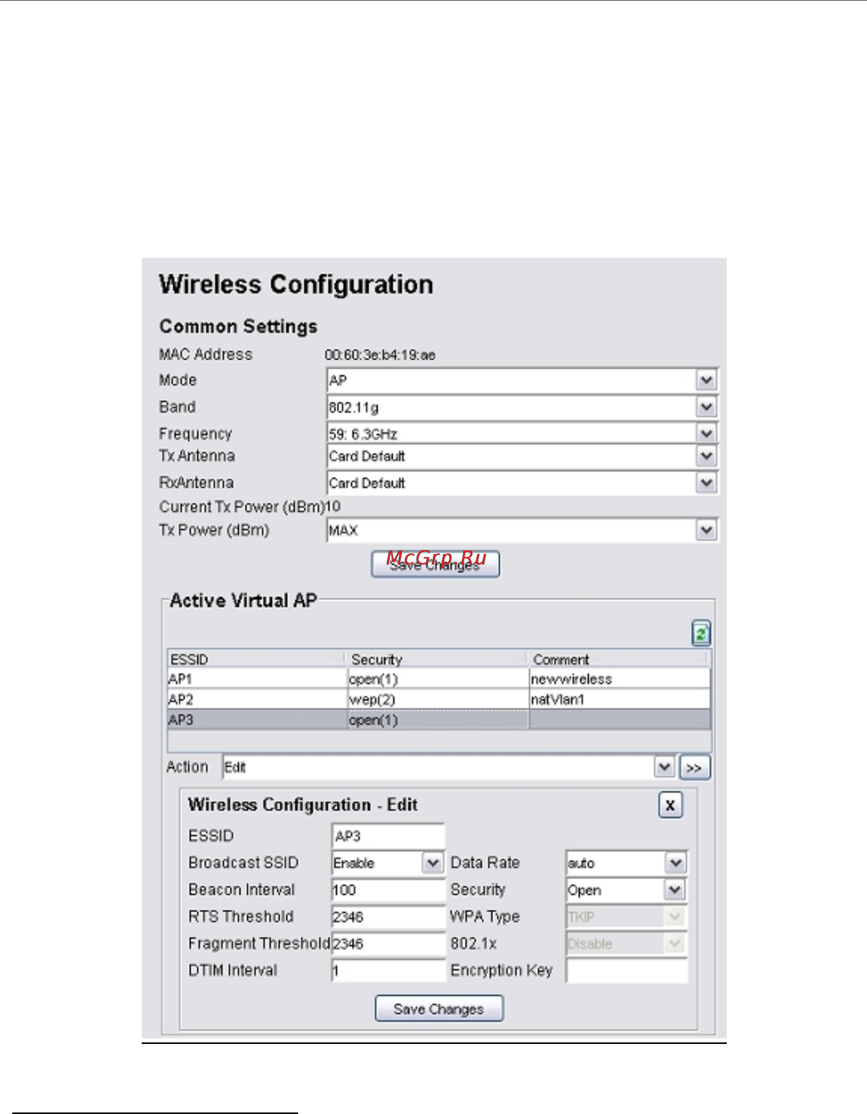 Planet MAP-3100 [80/124] Wireless configuration