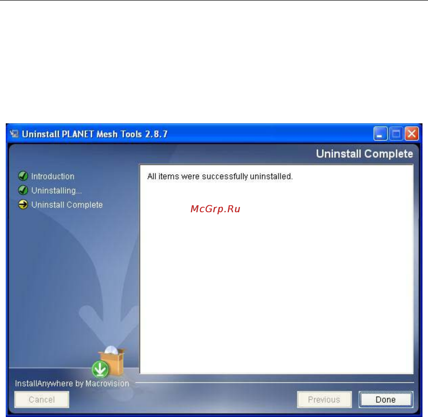 Planet MAP-3120 [15/126] Uninstallation complete