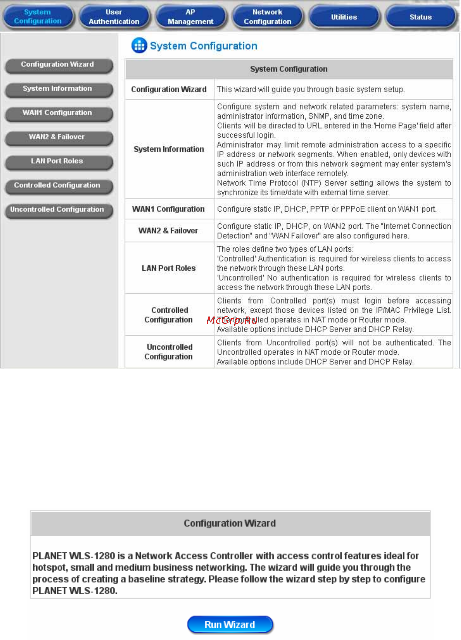 Planet WLS-1280 [29/152] System configuration