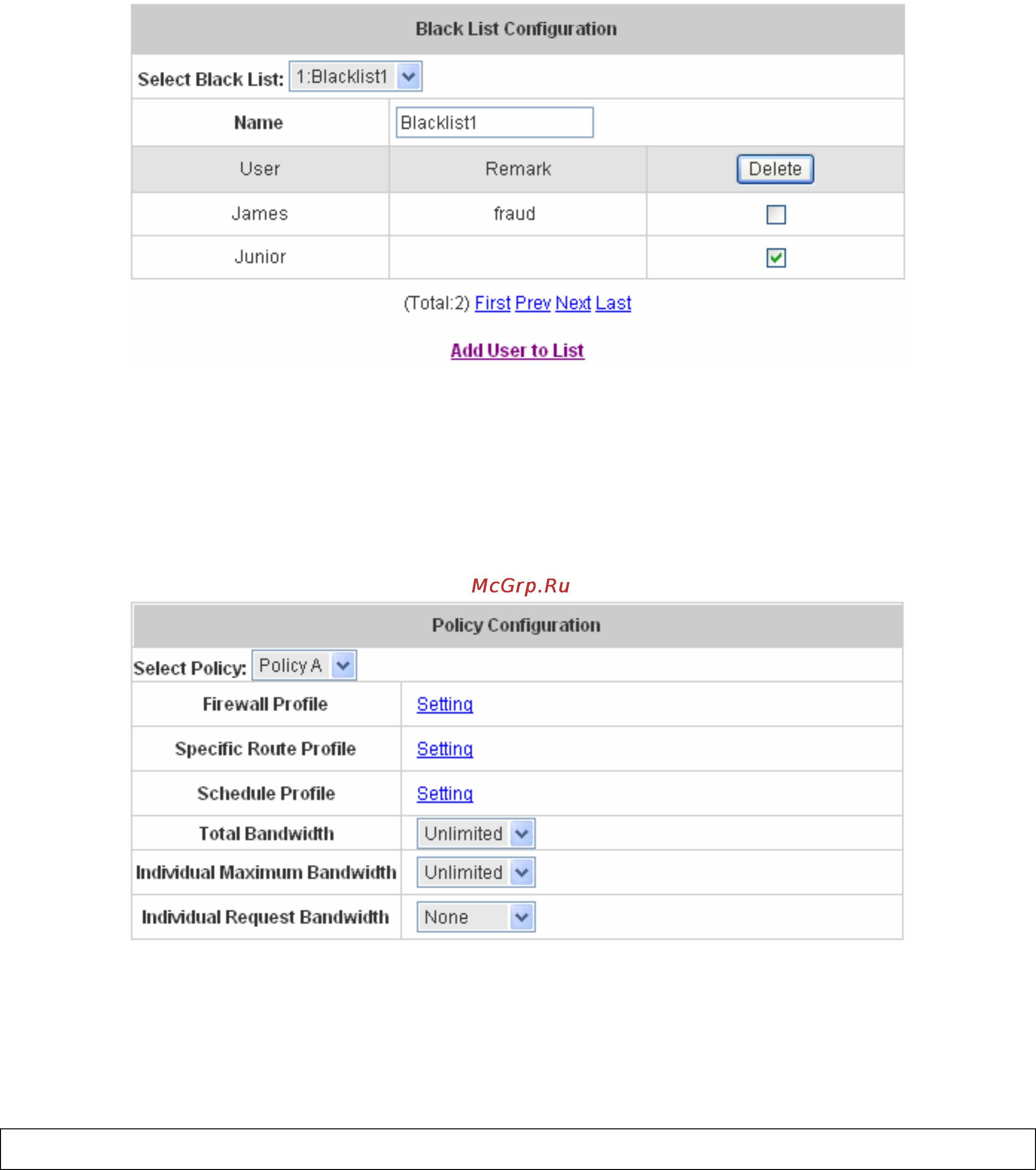 Planet WLS-1280 [63/152] Policy configuration