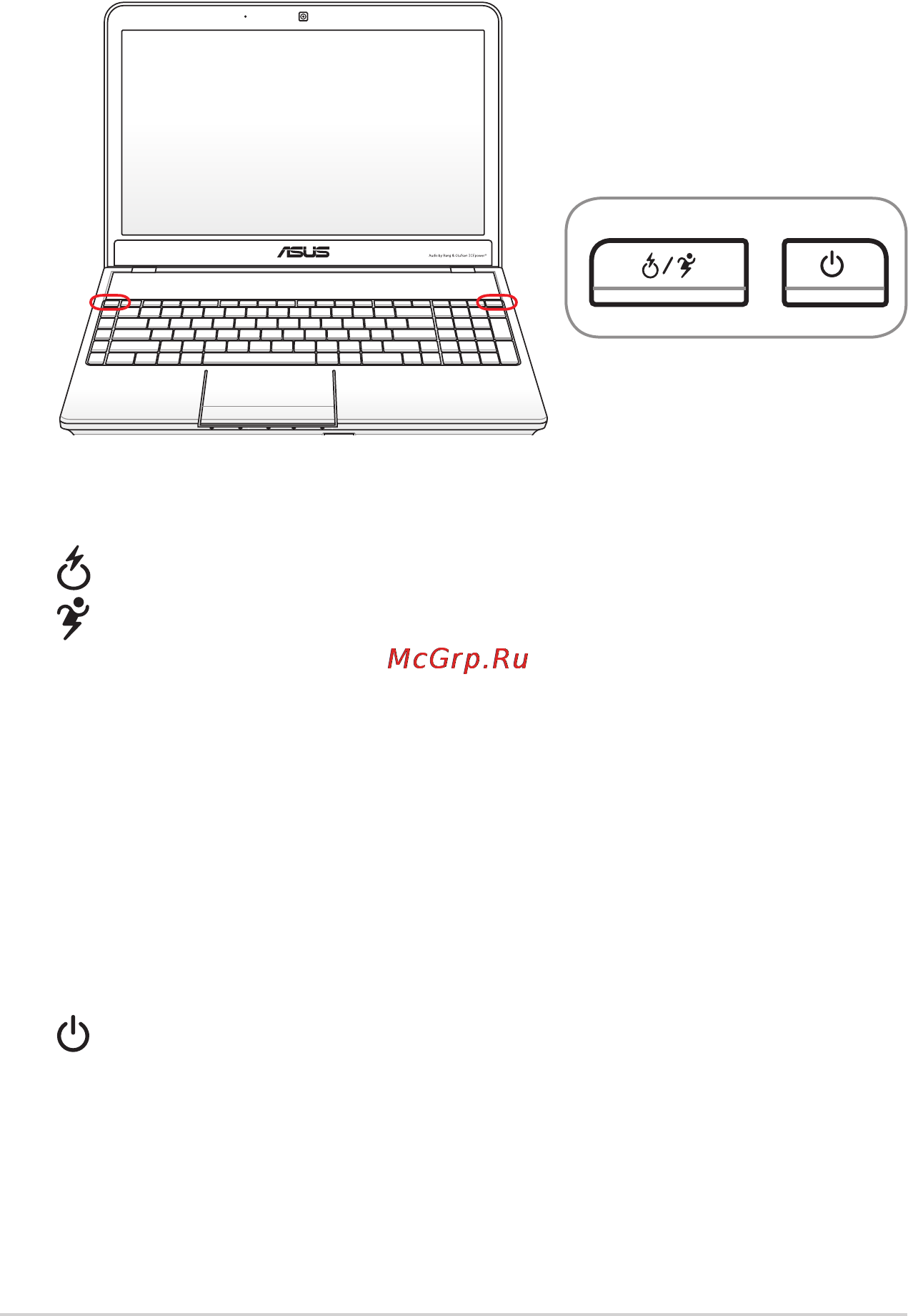 Asus N55S/N55SL i3 2350M [42/114] Кнопки и индикаторы