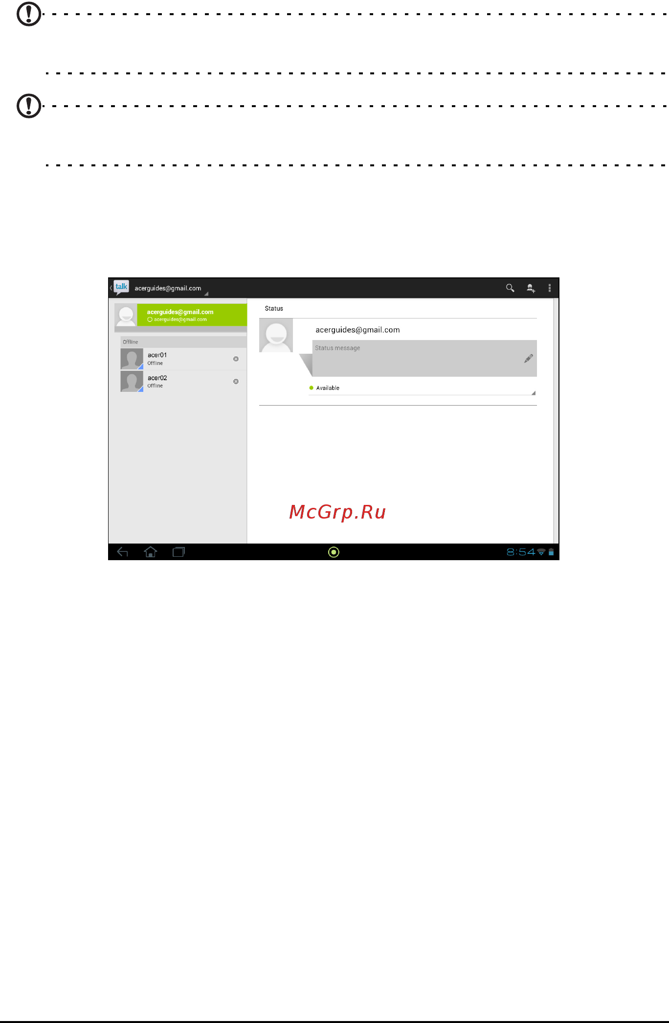 Acer A510 HT.H9LEE.004 [34/73] Google talk