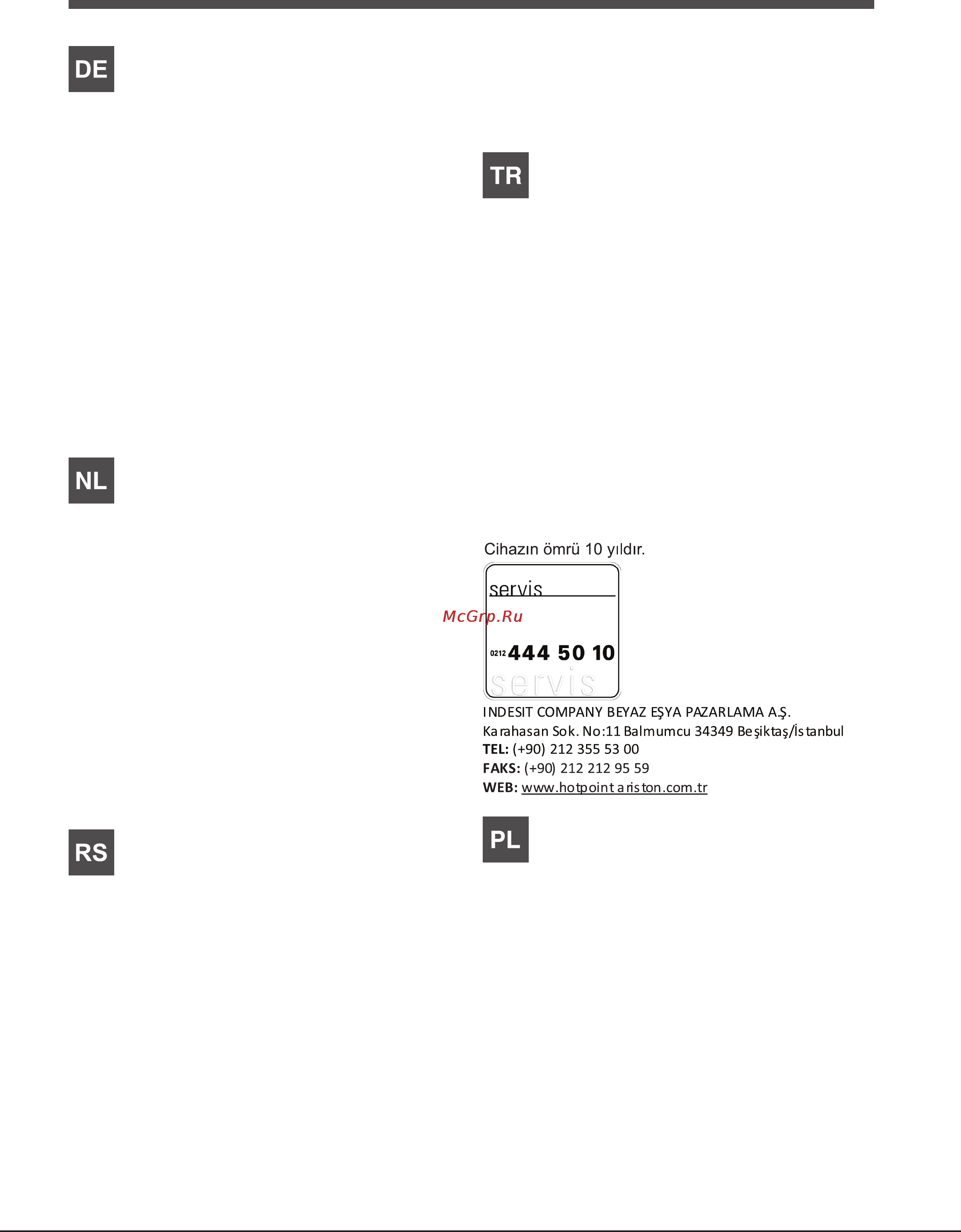 Ariston LUCE 7OOK 998E X [5/60] Kundendienst