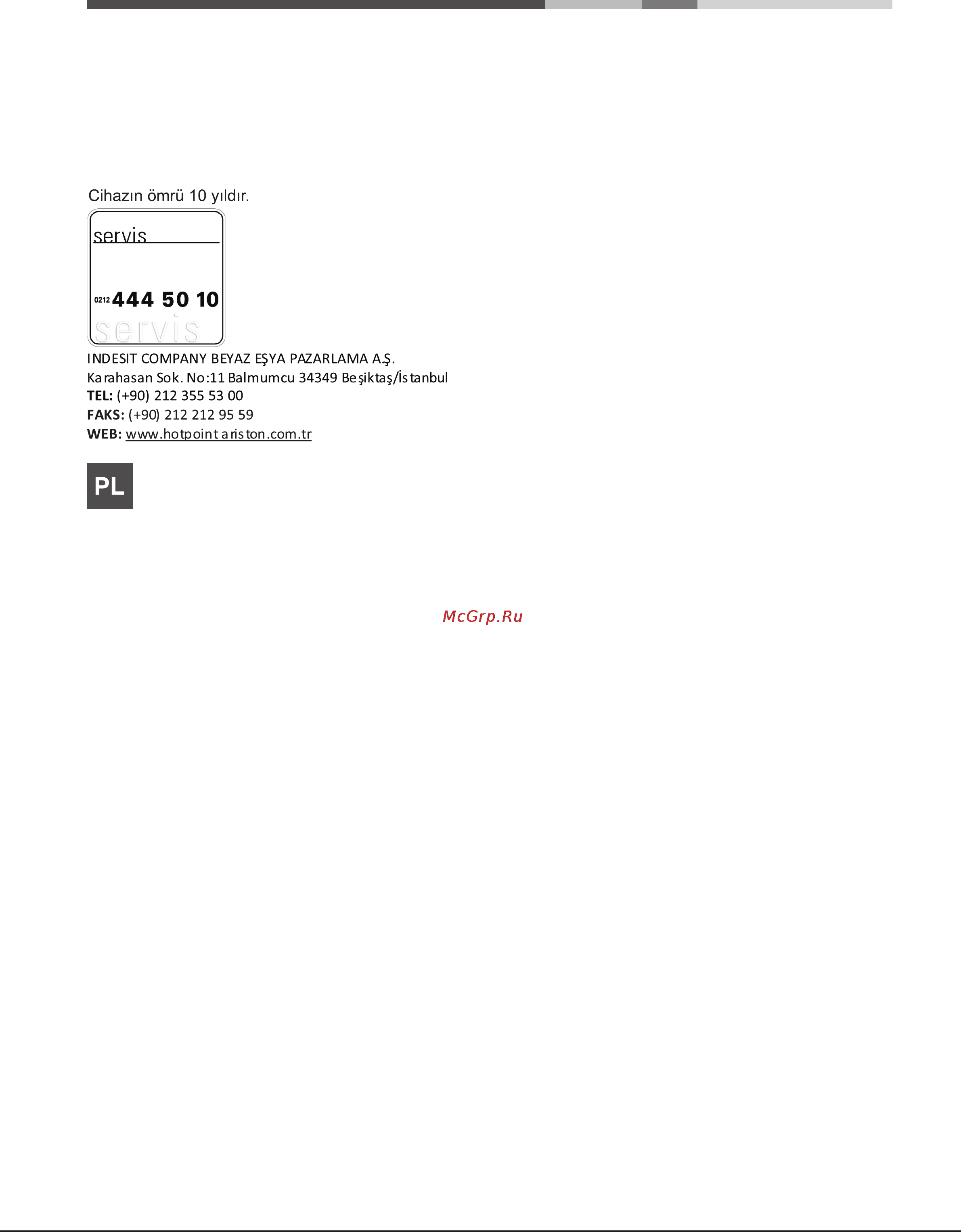 Ariston LUCE 7OFK 1039EL PX [6/68] Serwis techniczny