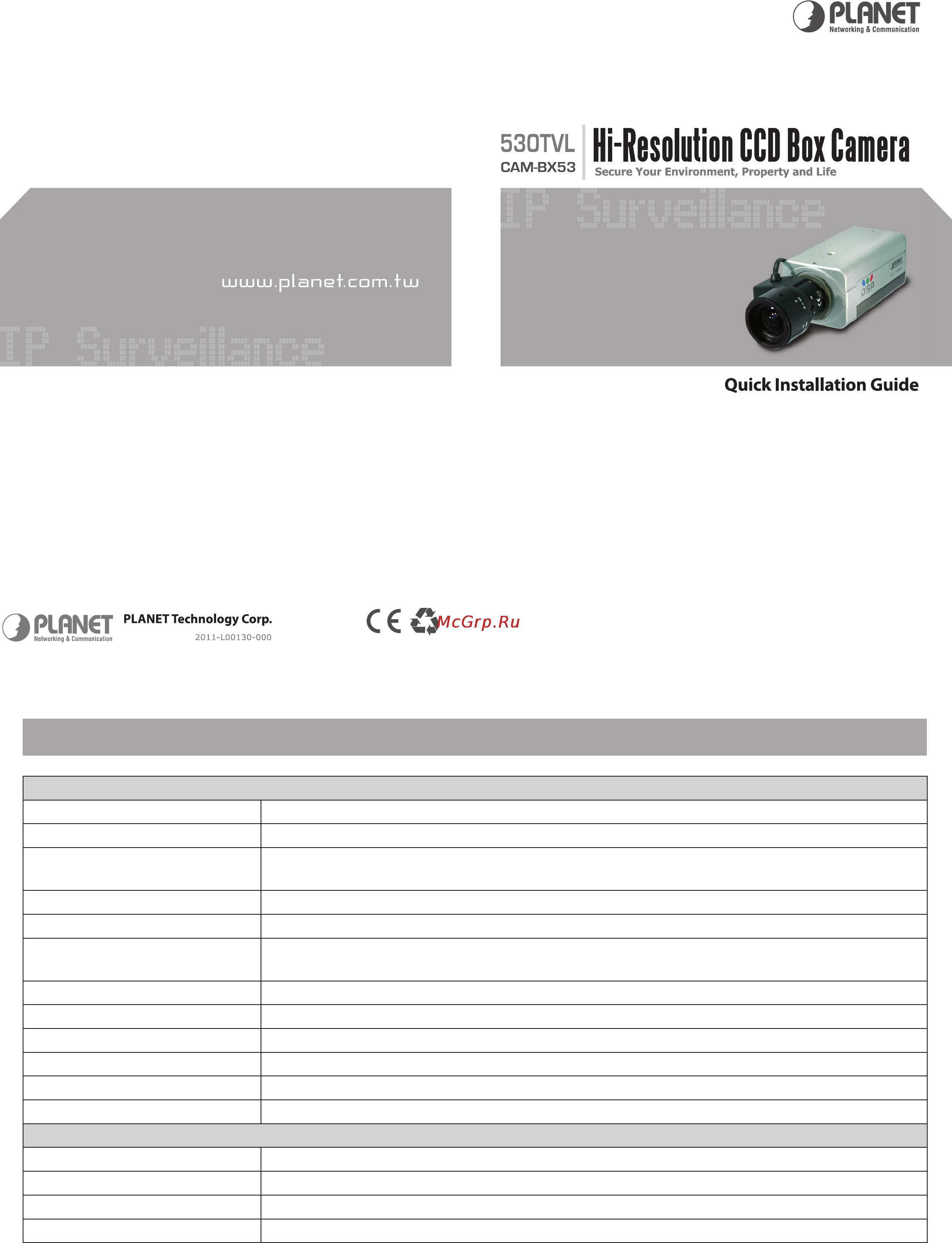 Planet CAM-BX53 [2/2] Specification