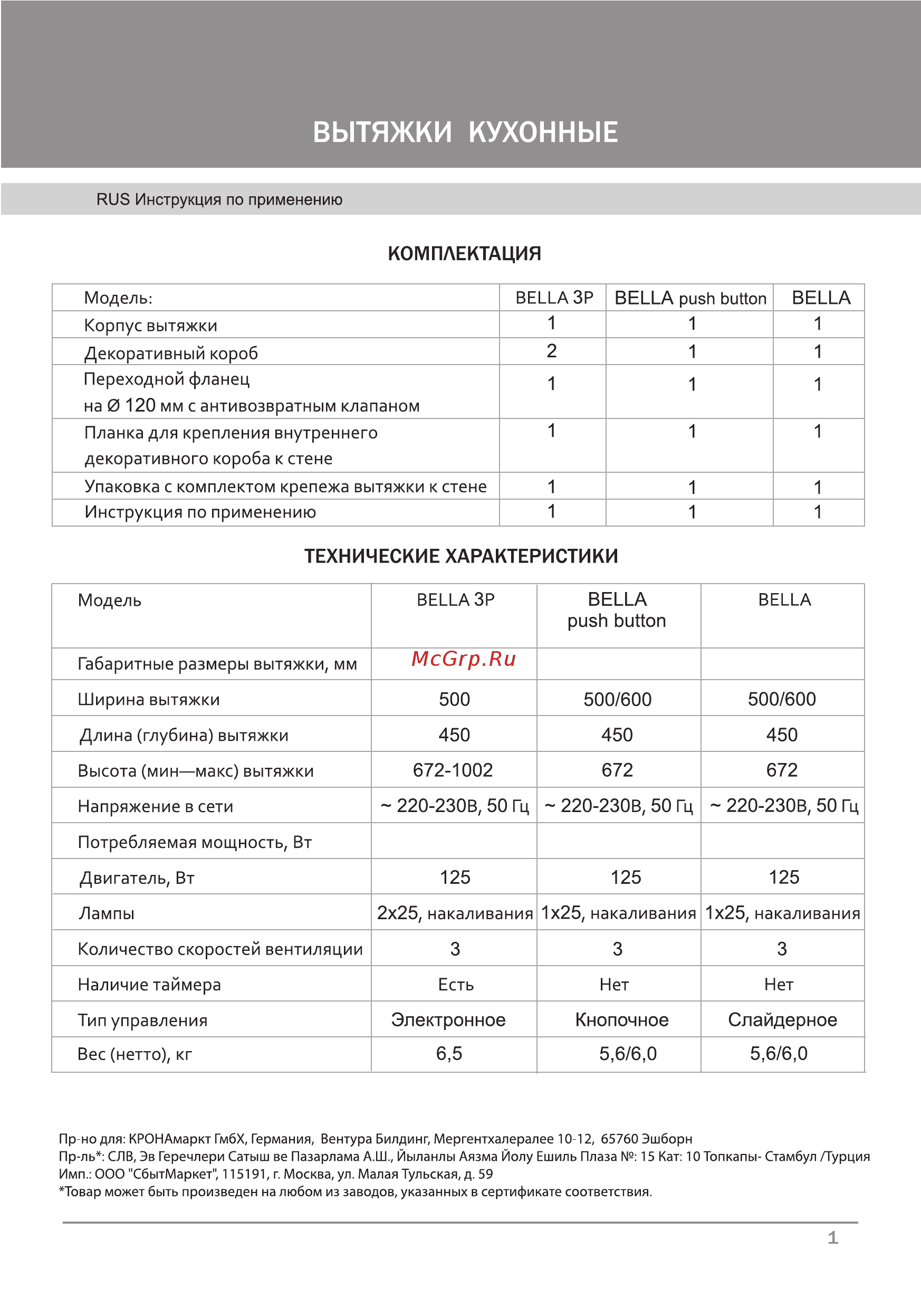 Krona Bella 600 Black pb [3/24] Страница 1