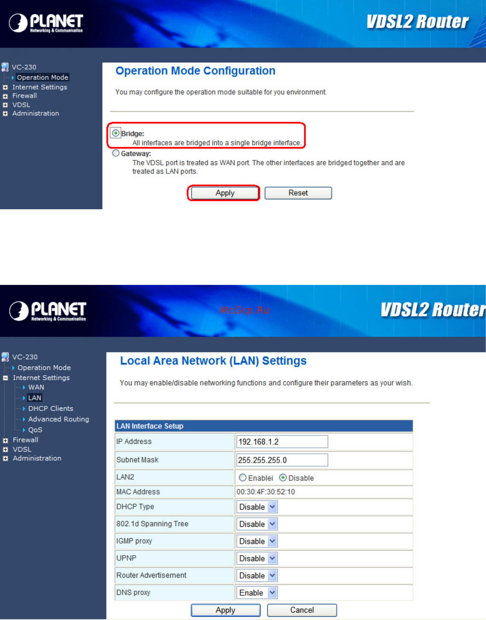 Planet VC-230N [24/77] For vdsl2 router cpe side