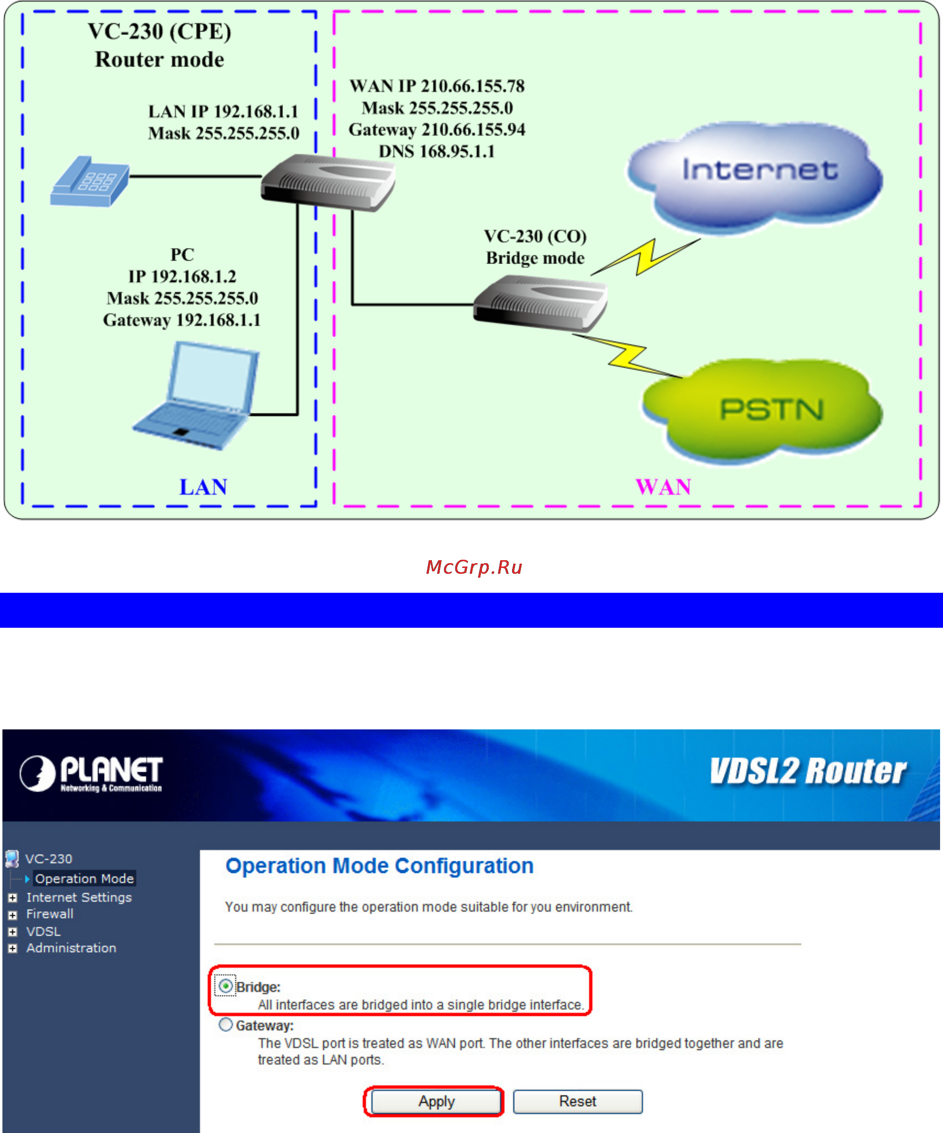 Planet VC-230N [26/77] Router mode for internet connection