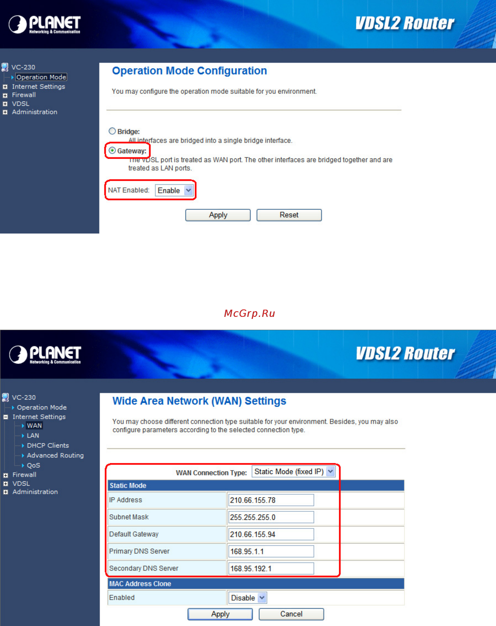 Planet VC-230N [28/77] For vdsl2 router cpe side
