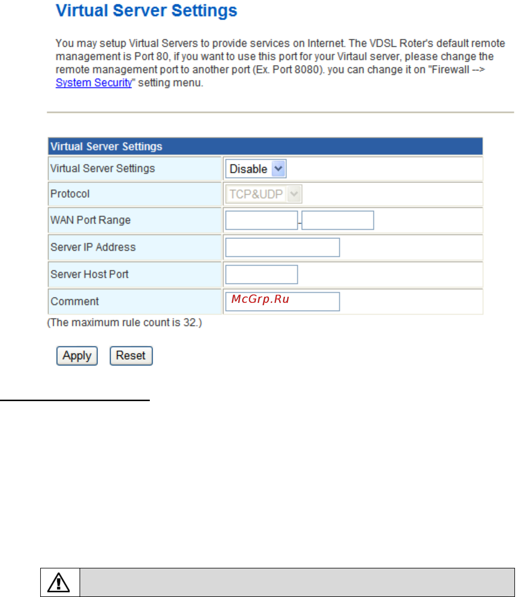 Planet VC-230N [56/77] Port forwarding virtual server