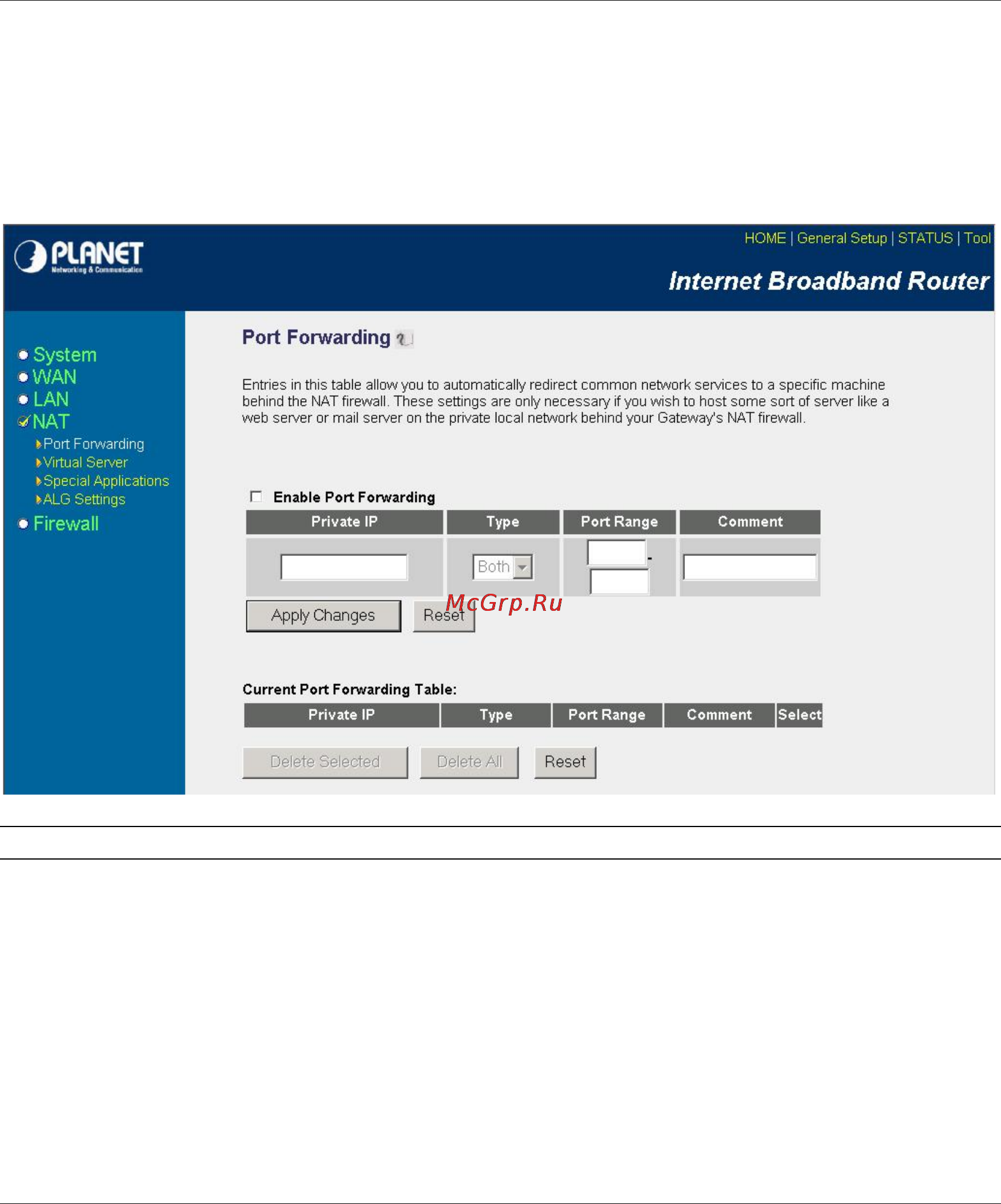 Planet XRT-401D [38/62] Port forwarding