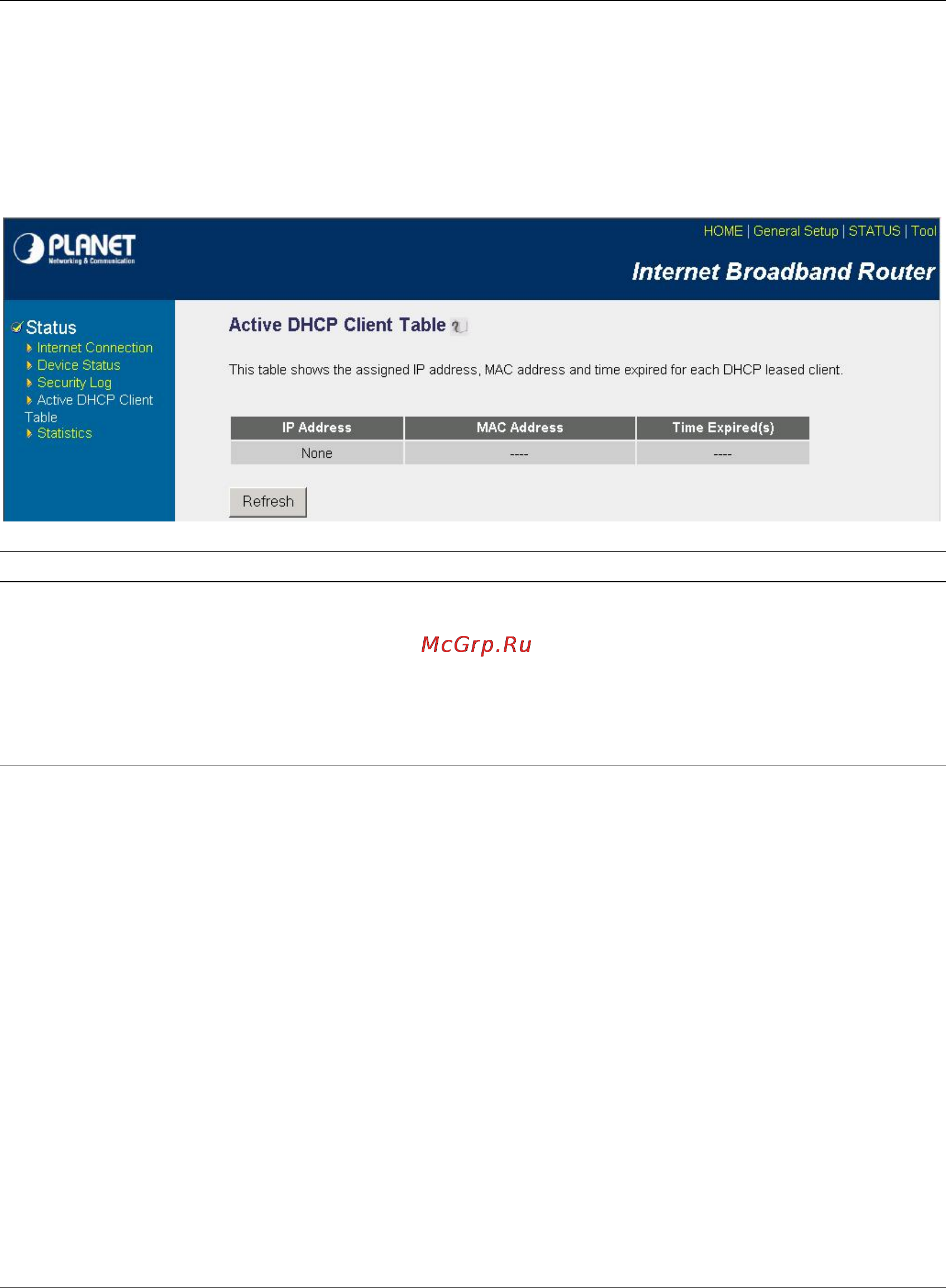 Planet XRT-401D [53/62] Active dhcp client table