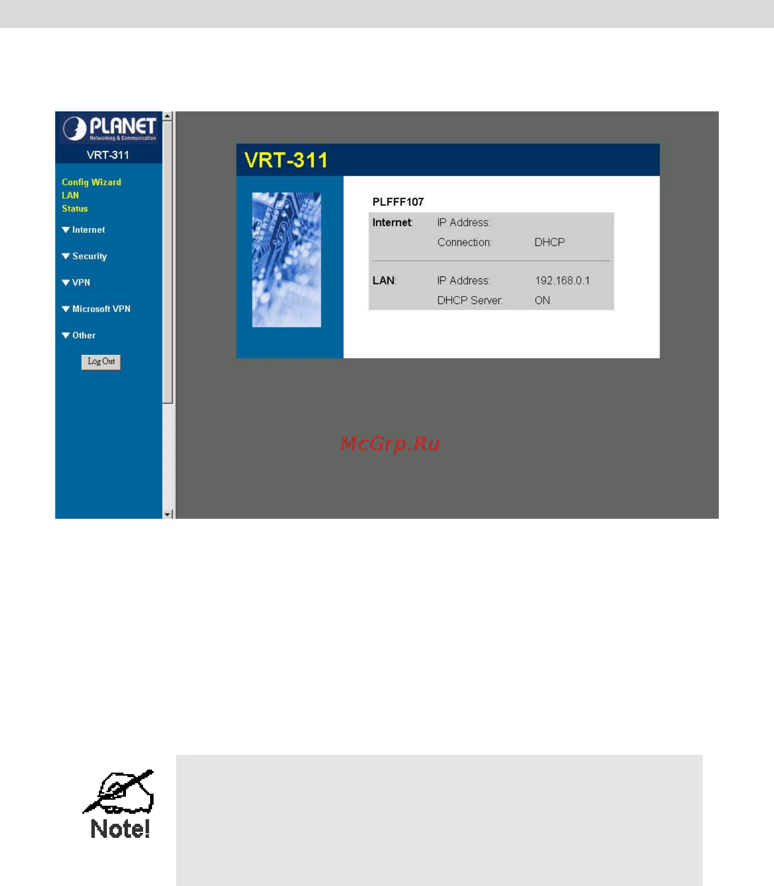 Planet VRT-311S [20/147] Home screen