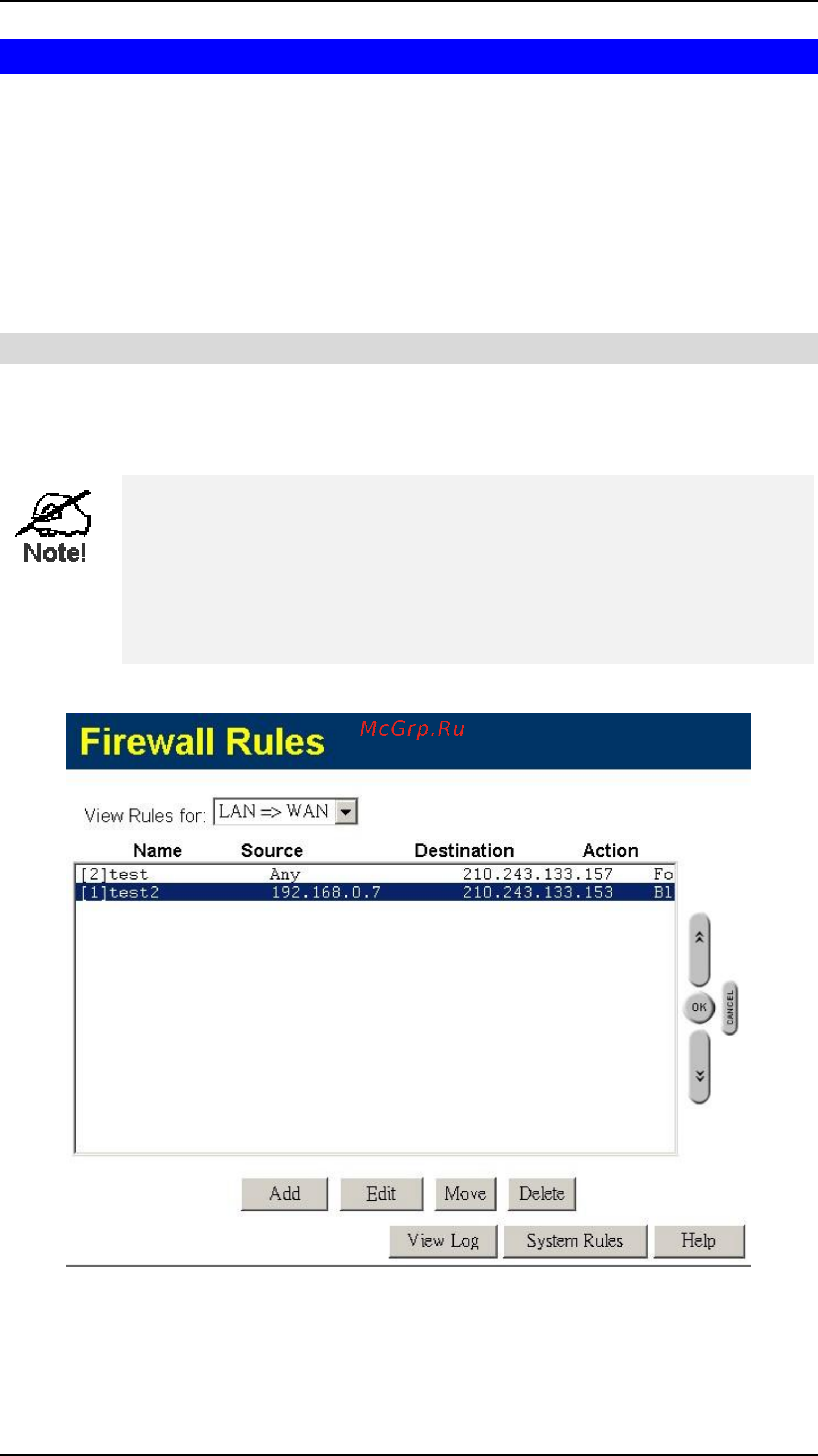Planet VRT-401 [62/125] Firewall rules screen