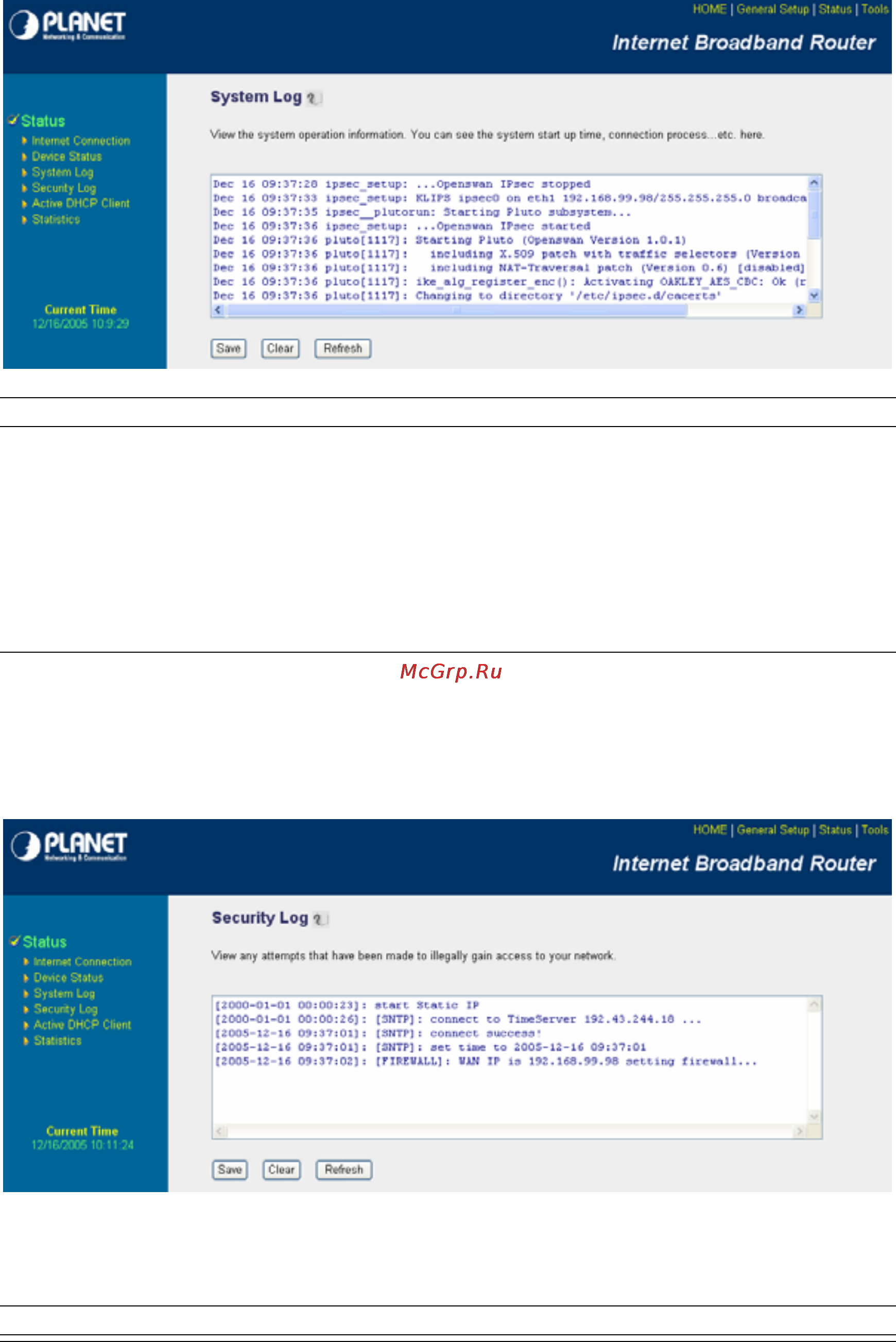 Planet VRT-401G [77/86] Security log