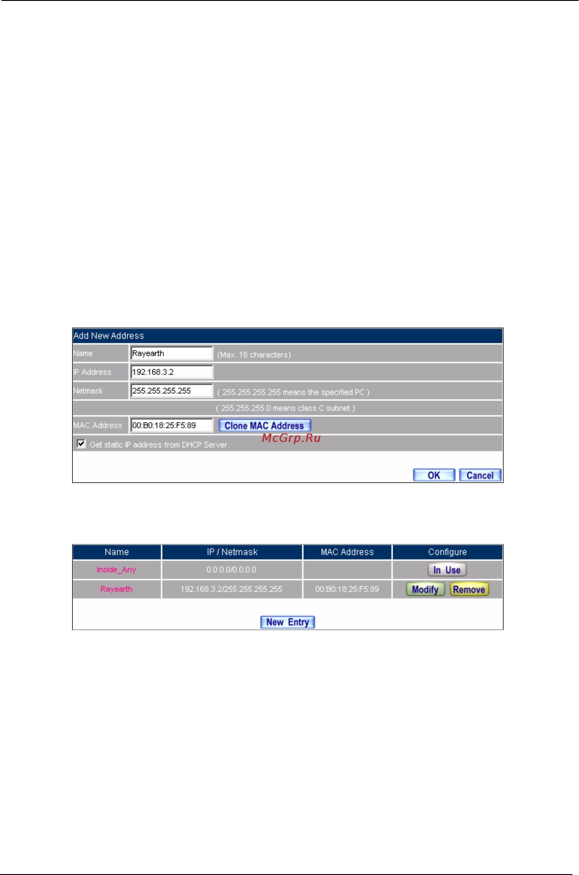 Planet BM-525 [58/205] Example under dhcp situation assign the specific ip to static users and restrict them to access ftp net service only through policy