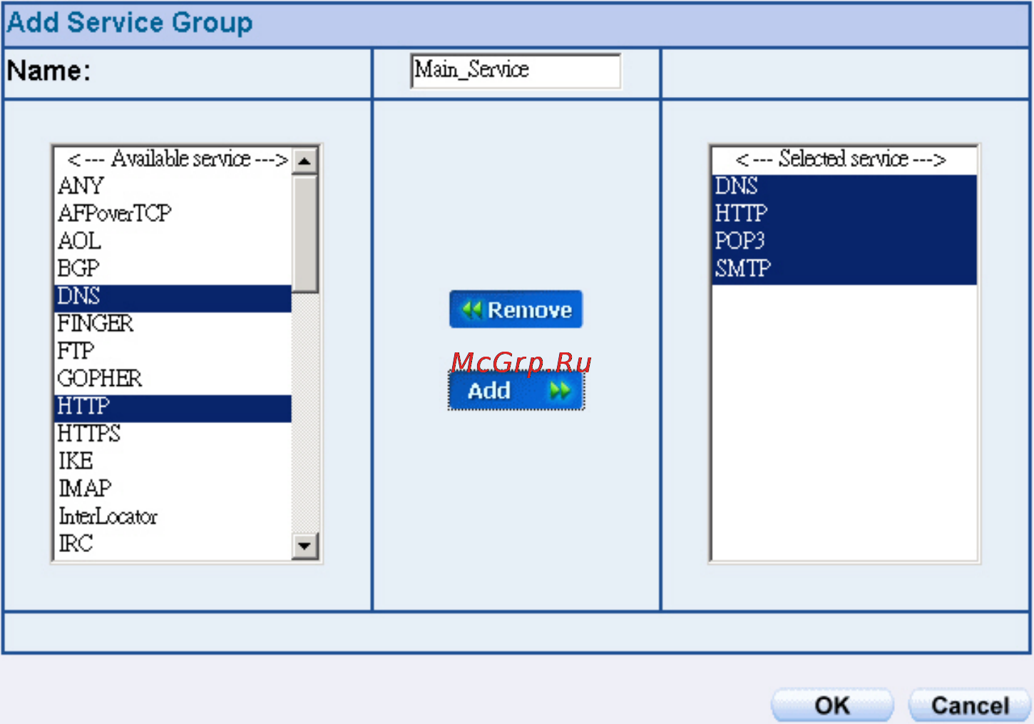 Planet SG-1000 [77/262] Setting service group and restrict the specific users only can access to service resource that provided by this group through policy group http pop3 smtp dns