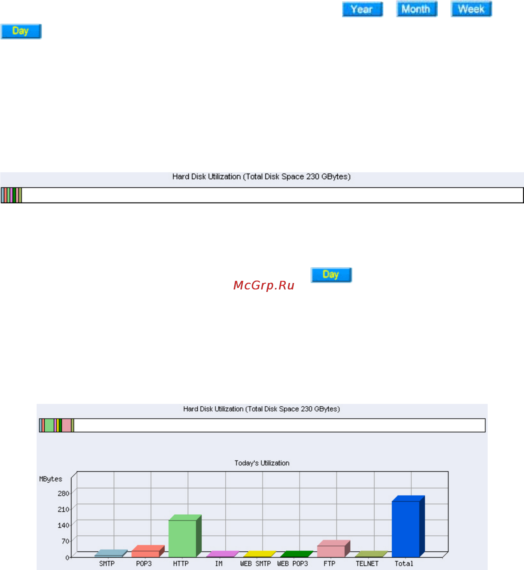 Planet IM-1000 [202/211] In record service it contains the 8 different services as the same as the record in storage report it shows the status of storage space and flow report the storage report is displayed in